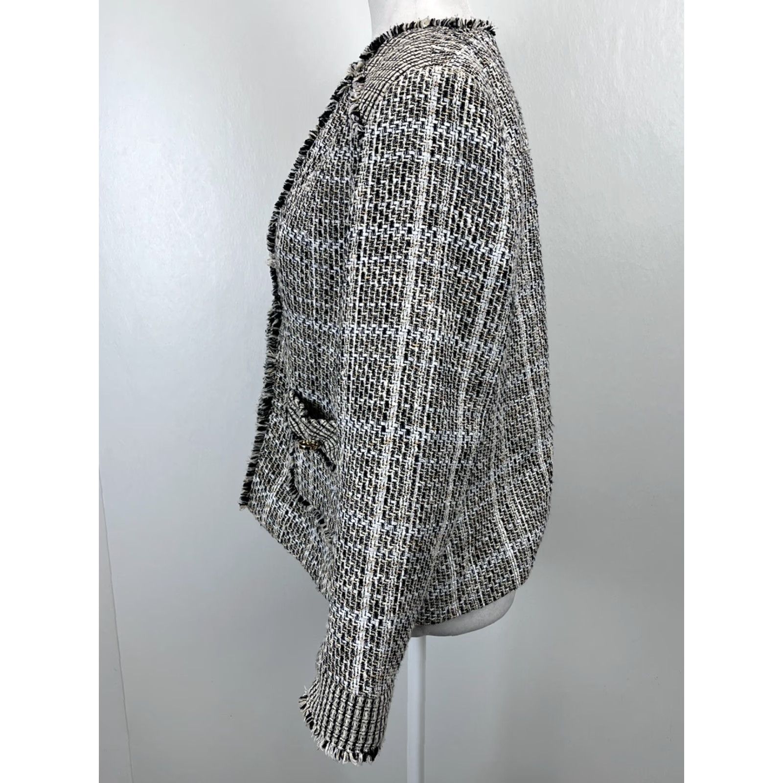 Vintage VINTAGE Chico's Tweed Blazer Jacket Womens 1 Black White Lined 2 Clasp 90s Style Sz 1 US 8-10 Size XS / US 0-2 / IT 36-38 - 3 Thumbnail