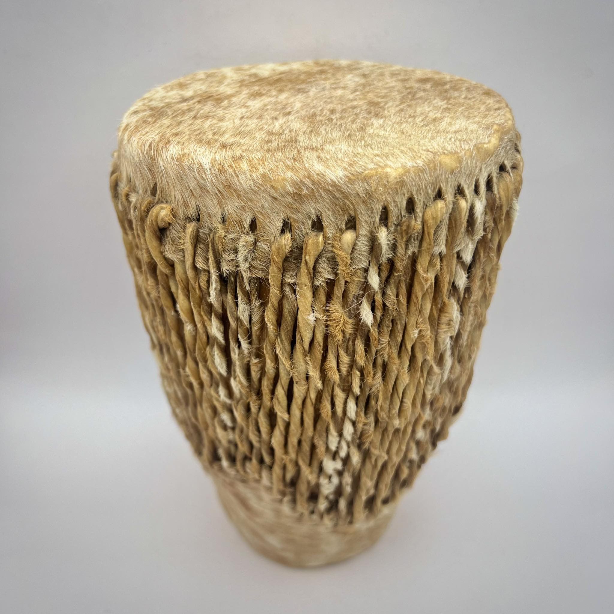 Vintage Vintage African Tribal Cow Skin Hand Crafted Hide Drum Music Size ONE SIZE - 7 Thumbnail