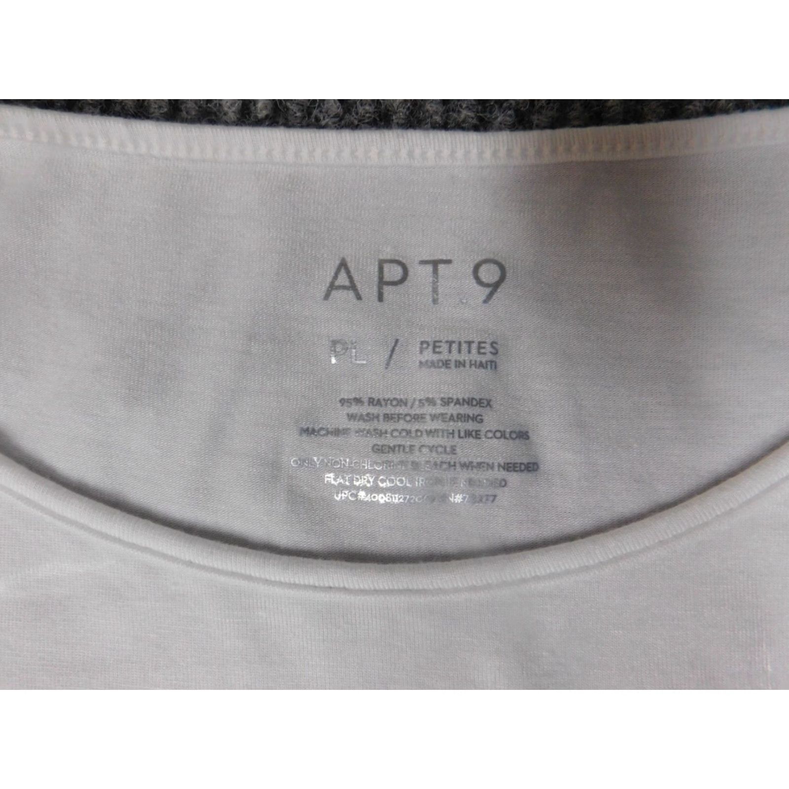 Apt. 9 Apt 9 Blouse Petites White Cap Sleeve Crew Neck Pullover Stretch 3/4 Sleeve Casual Women Boyfriend? Size L / US 10 / IT 46 - 4 Thumbnail