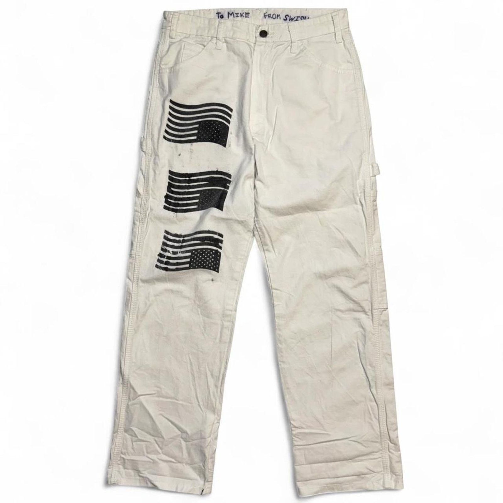 Dickies Men’s dickies pants custom 3 American flag stencils 31x30 Size US 31 - 1 Thumbnail
