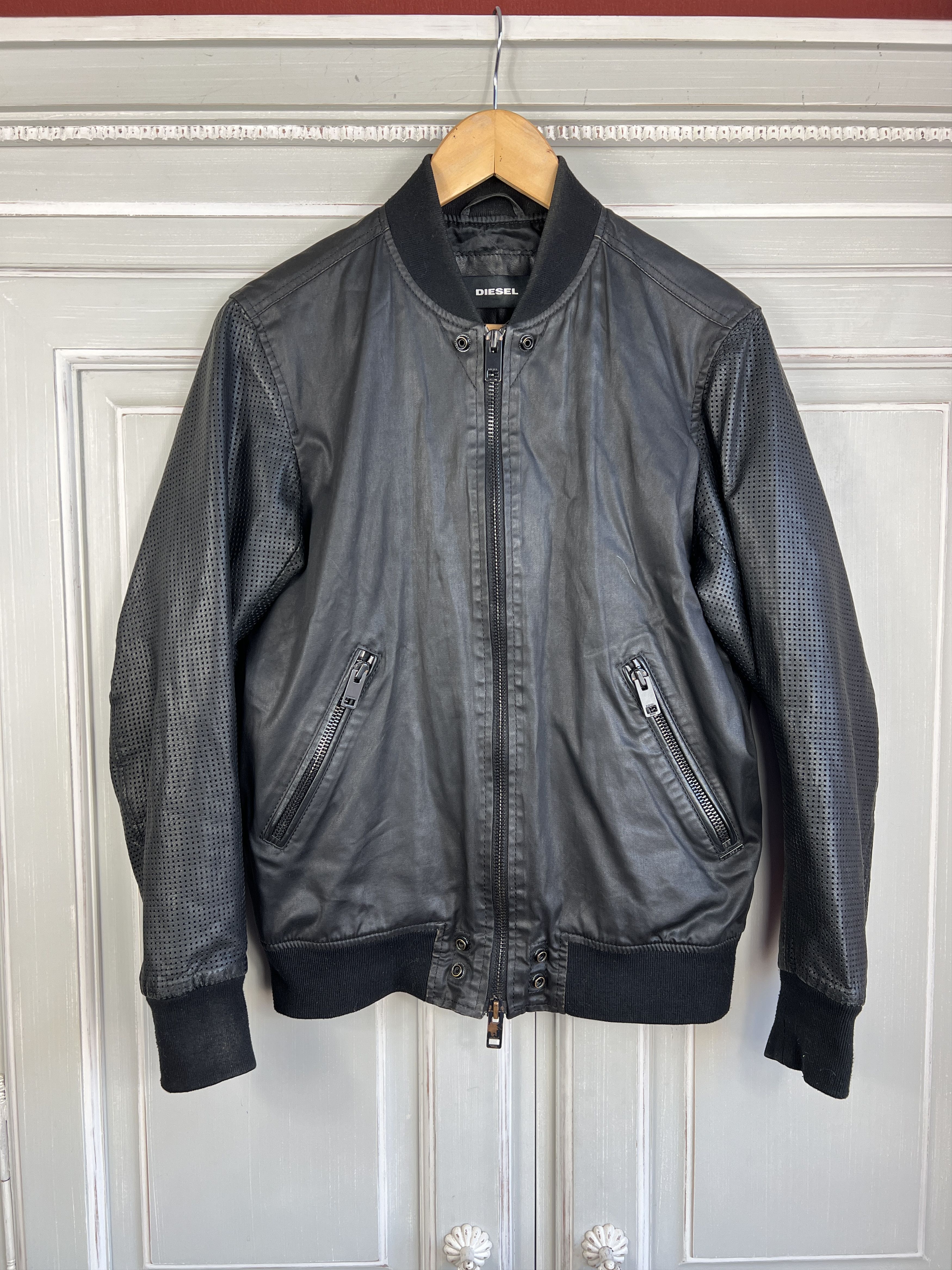 Image of Diesel Moto Biker Jacket Leather in Black, Men's (Size Small)