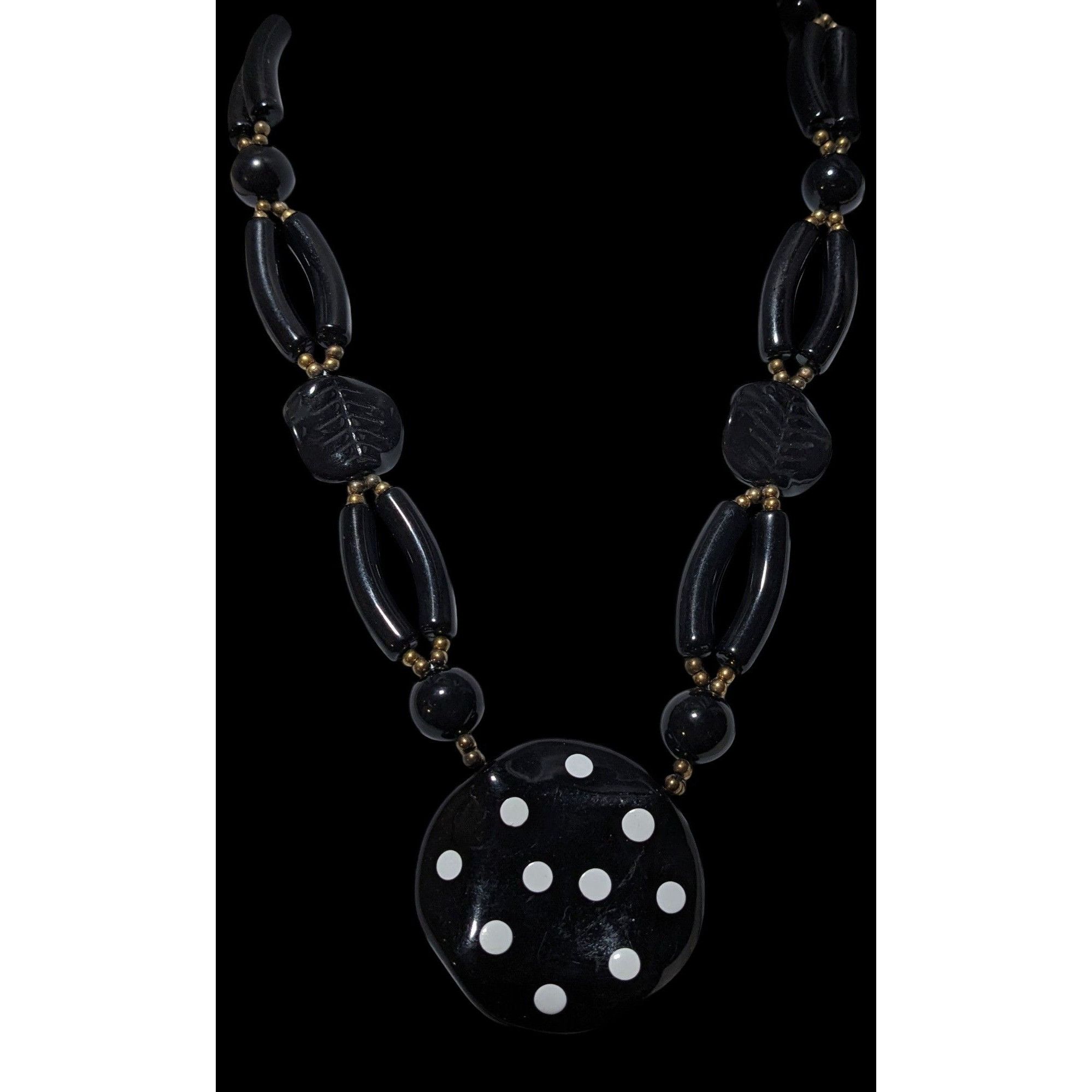 Other Vintage 70s Black Lucite Statement Necklace Size ONE SIZE - 2 Thumbnail