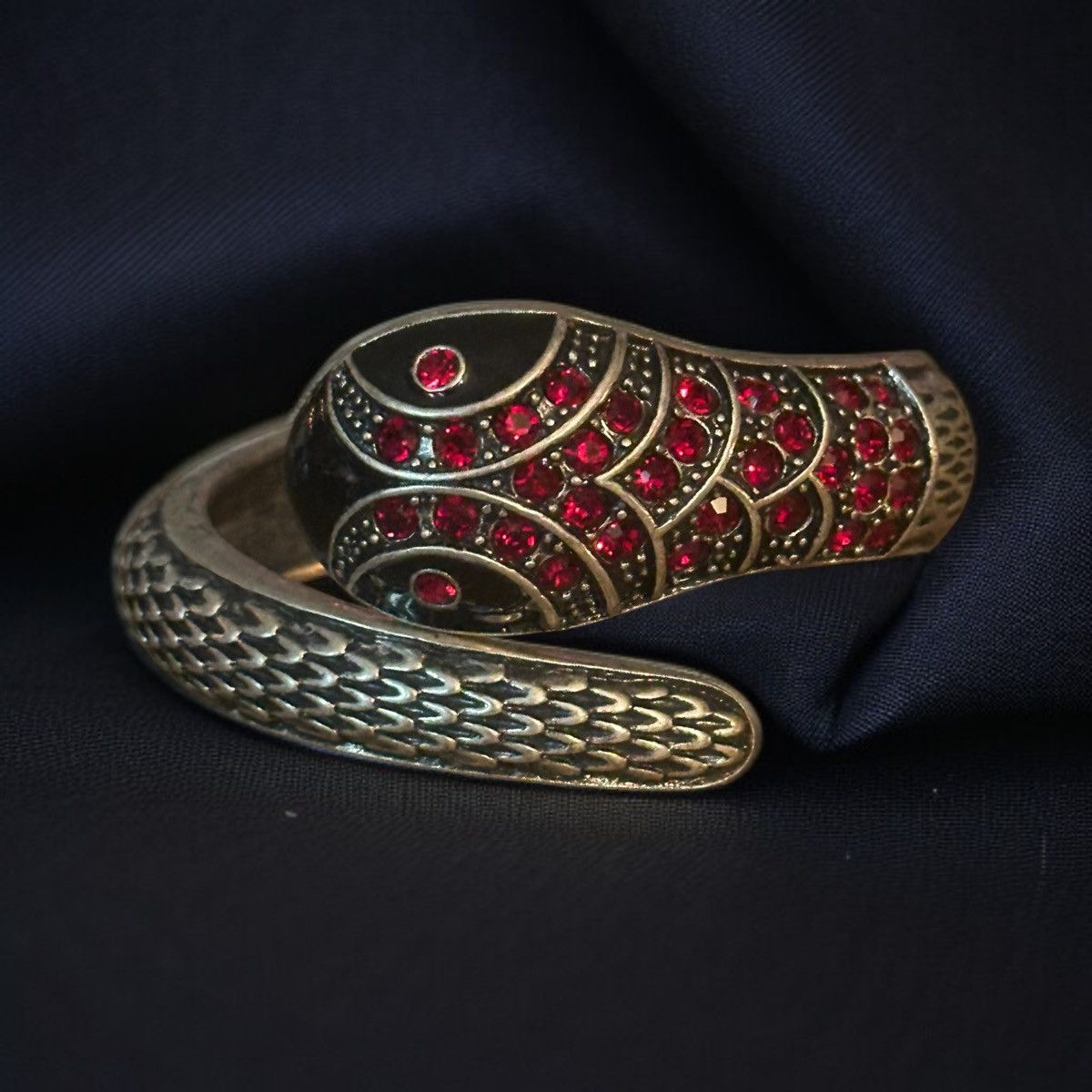 Vintage Vintage silver red rhinestone snake wrap bangle bracelet Size ONE SIZE - 1 Thumbnail