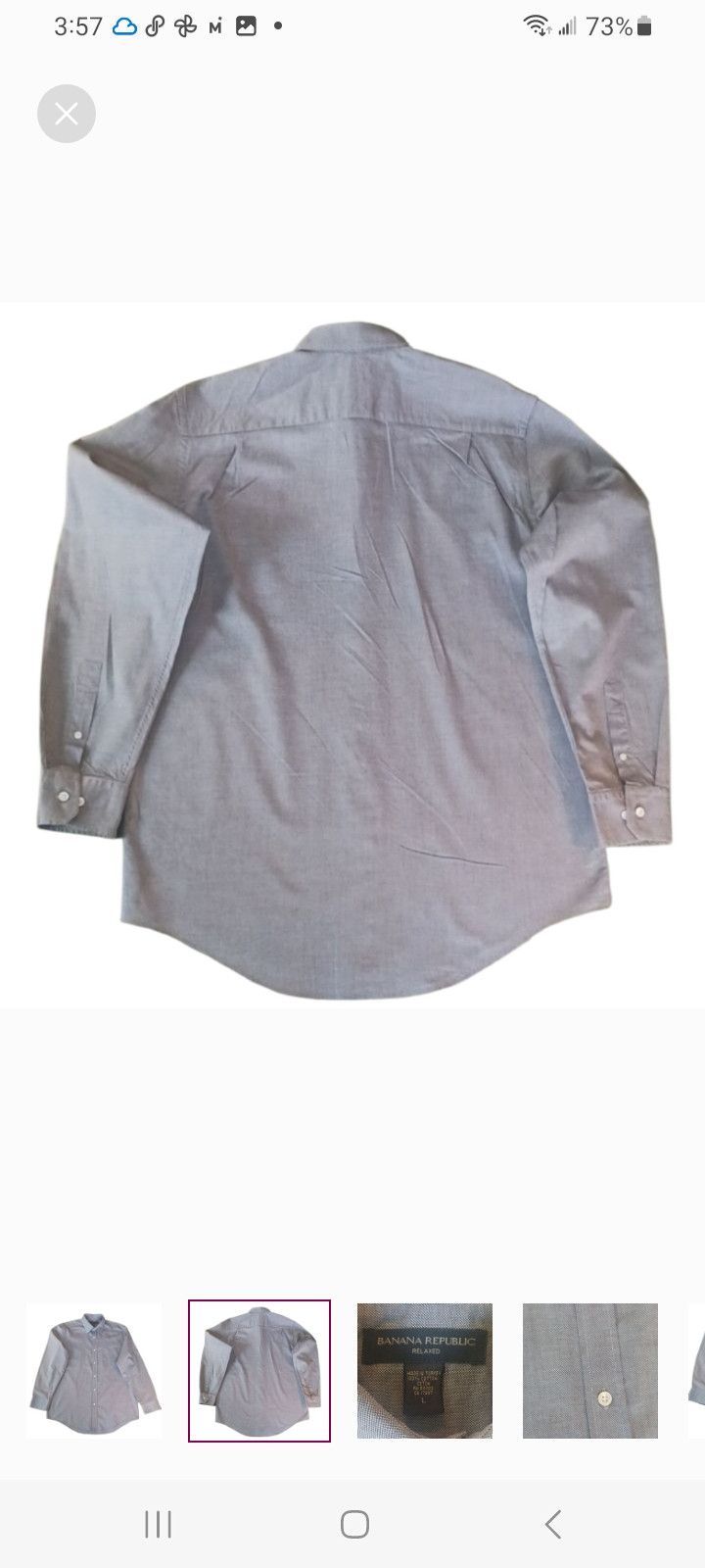 Banana Republic Banana Republic Grey Relaxed Fit Long-Sleeve Button Up Size US L / EU 52-54 / 3 - 3 Thumbnail