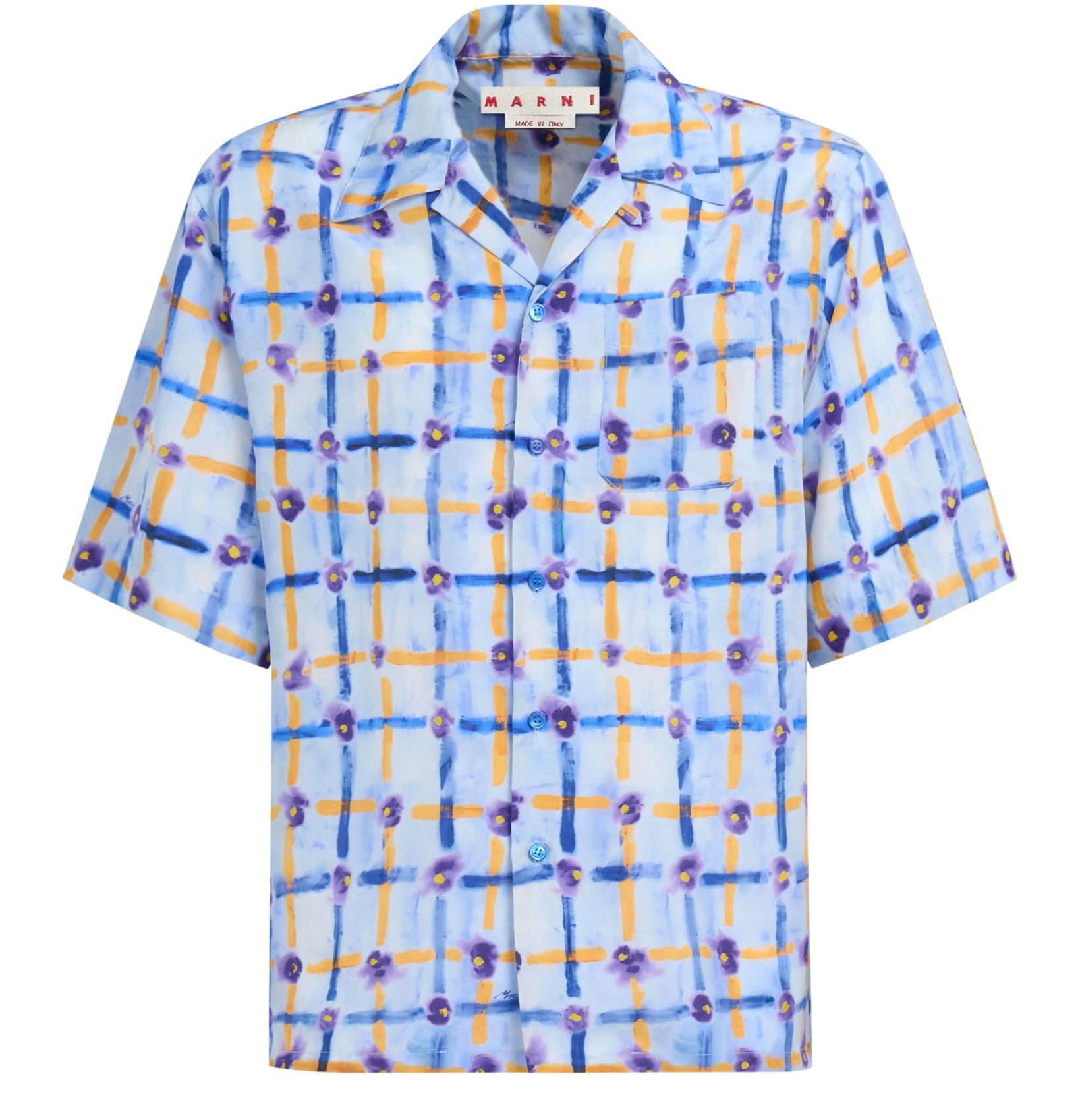 Marni o1w1db10125 Printed Habotai Silk Bowling Shirt in Multicolor Size US L / EU 52-54 / 3 - 1 Thumbnail