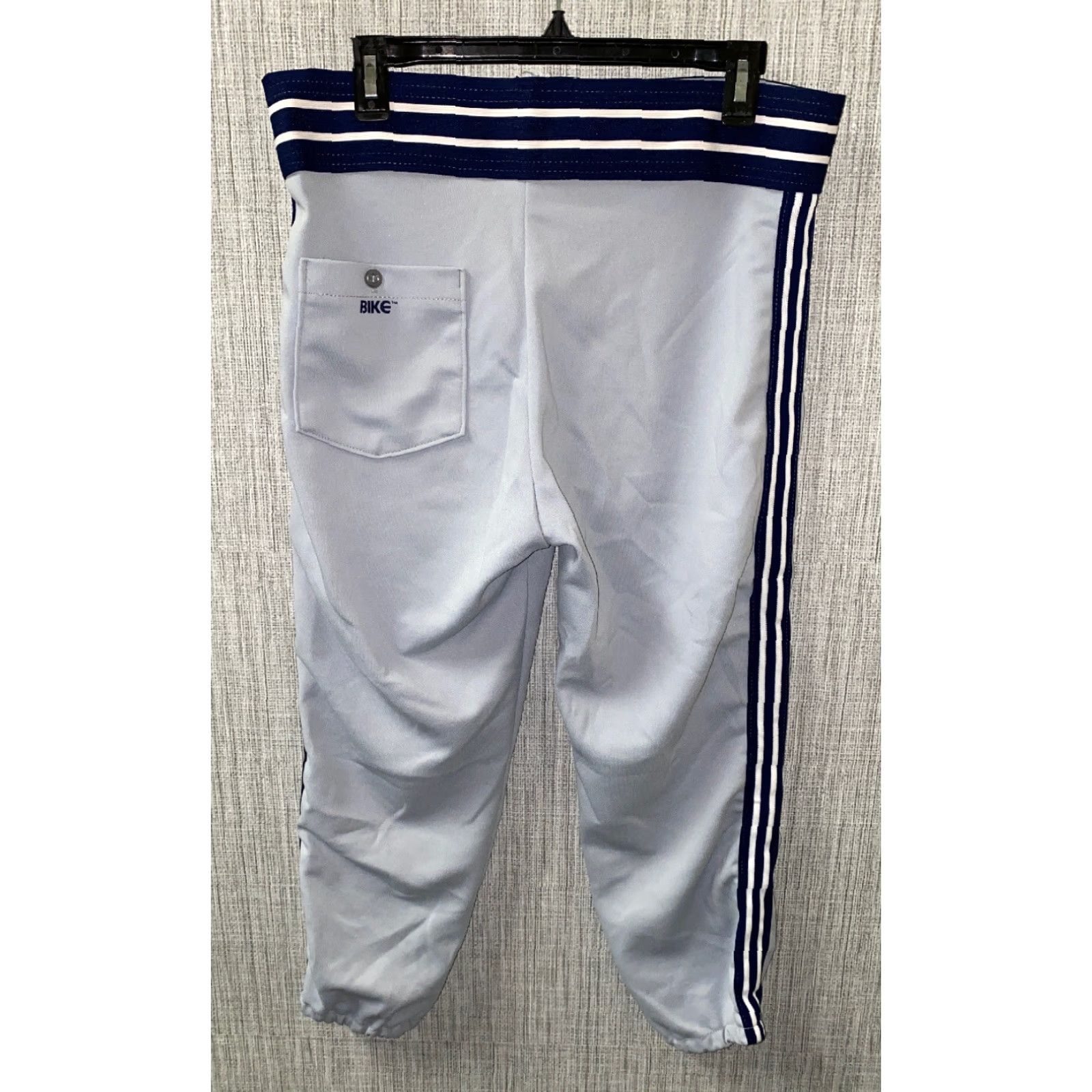 Vintage Bike Womens Zip Fly Pants Gray/Navy Blue M 33x23 Casual Womens Regular Mid Rise Flat Front Polyester Bands Zip Fly 33x23 Size 32" / US 10 / IT 46 - 4 Thumbnail