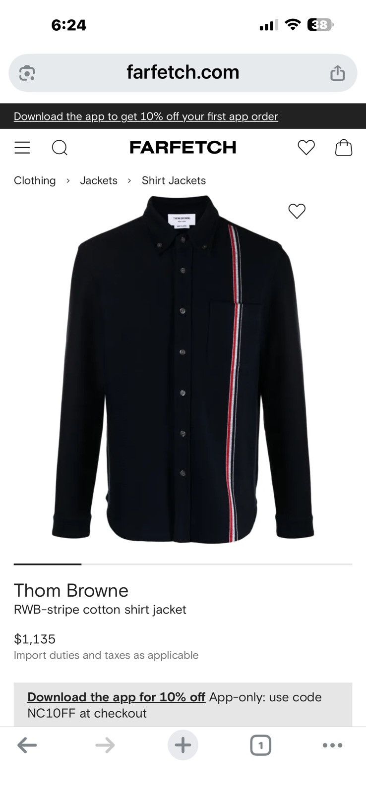 Thom Browne Thom Browne RWB-stripe cotton shirt jacket Size US S / EU 44-46 / 1 - 1 Thumbnail