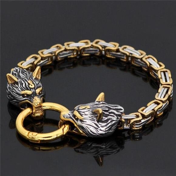 Other Nordic Celtic Wolf Men’s Handmade Stainless-Steel Bracelet Size ONE SIZE - 1 Thumbnail