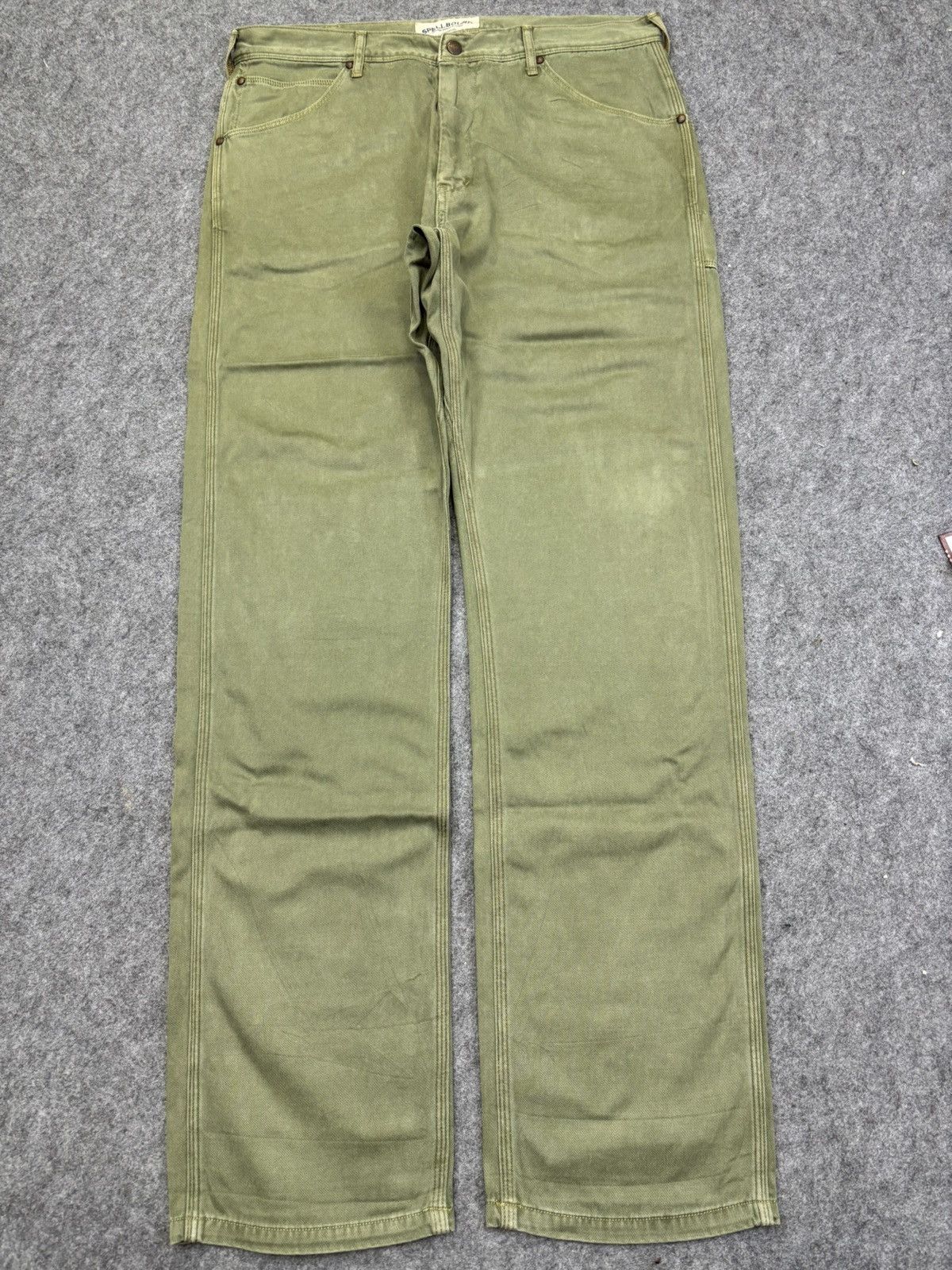 Japanese Brand 💥SPELLBOUND Japan Military Green Triple Stitch Pant F883 Size US 34 / EU 50 - 14 Thumbnail