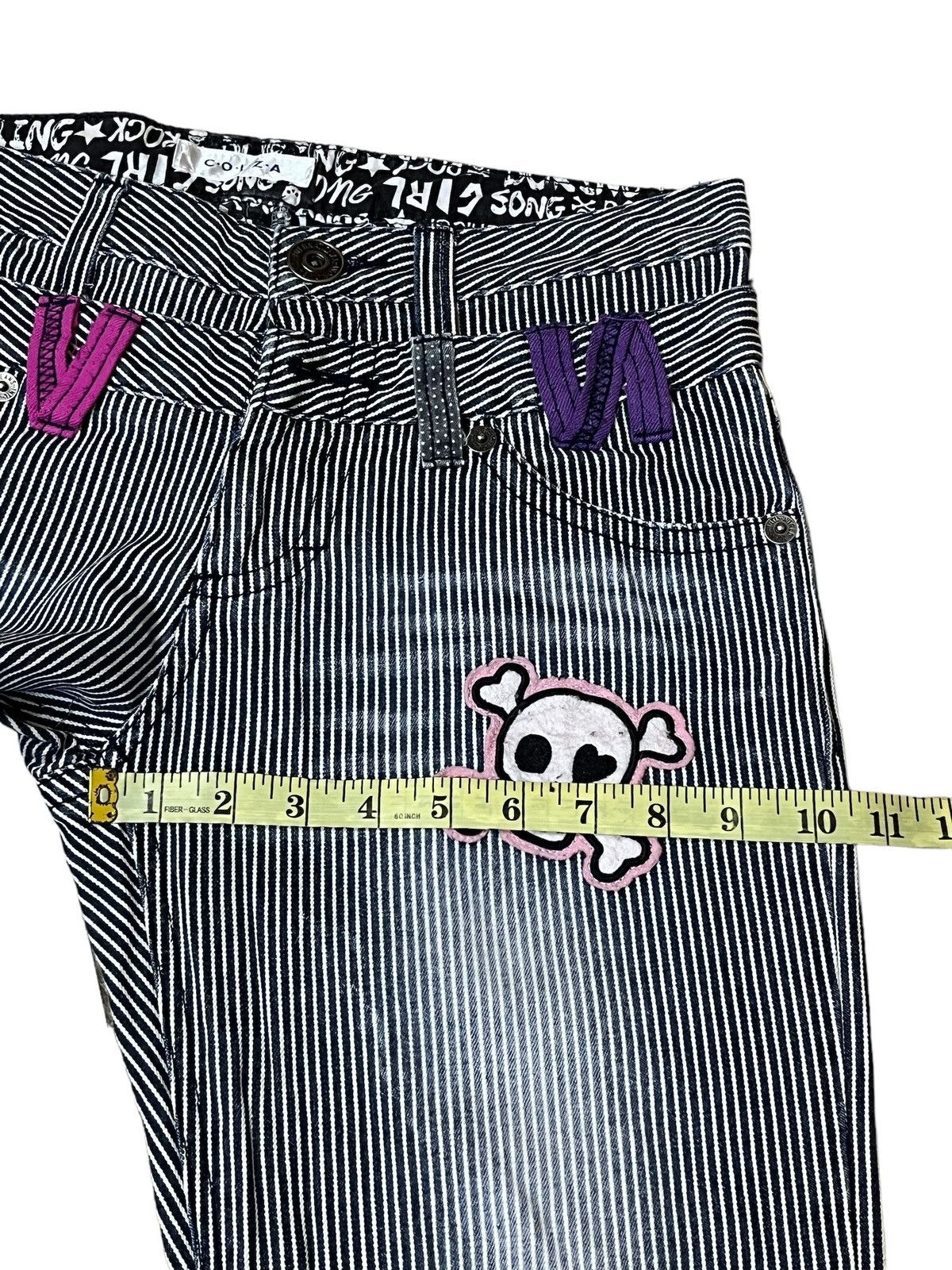 Japanese Brand JAPANESE COLZA DOUBLE WAIST DISTRESS HICKORY STRIPPED JEANS Size US 31 - 17 Thumbnail