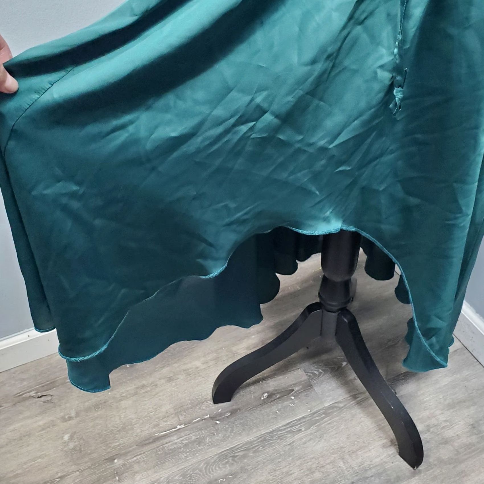 Vintage Messy Fun Maxi Dress Womens Size S Green Satin Drawstring Waist Adjustable Strap - Sleeveless, Party/Cocktail, 51 Length, Chest 15 Size S / US 4 / IT 40 - 6 Thumbnail