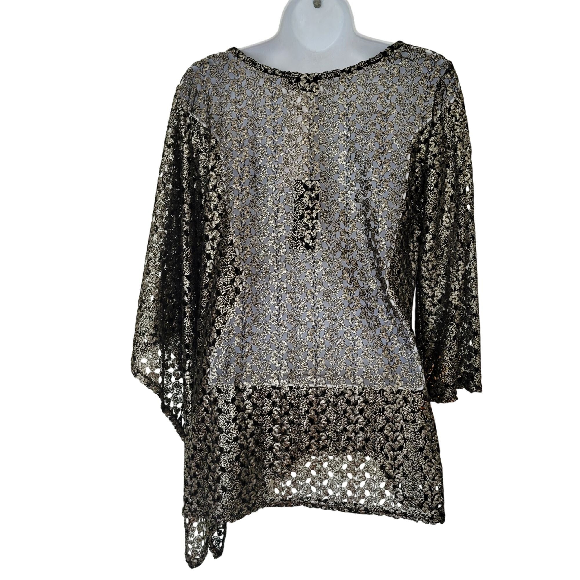 Joseph Ribkoff NWT Joseph Ribkoff S Black Gold Lace Sheer Tunic Top Asymmet Size S / US 4 / IT 40 - 3 Thumbnail