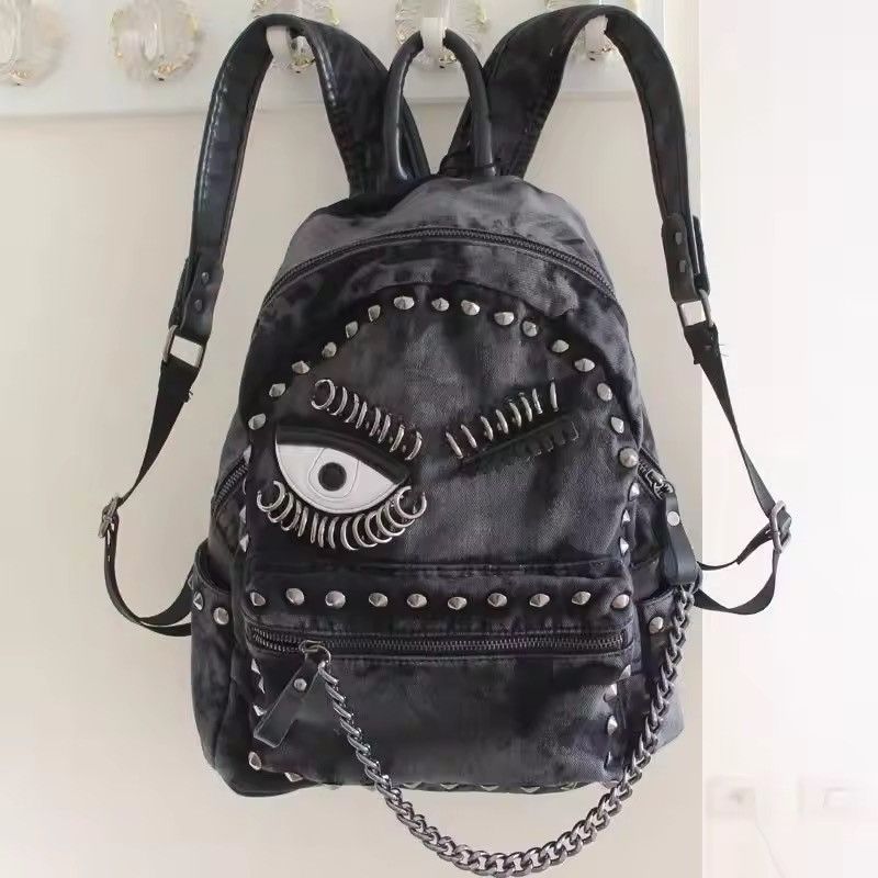 Other Steampunk Denim Backpack Large Capacity Rivet Size ONE SIZE - 1 Thumbnail