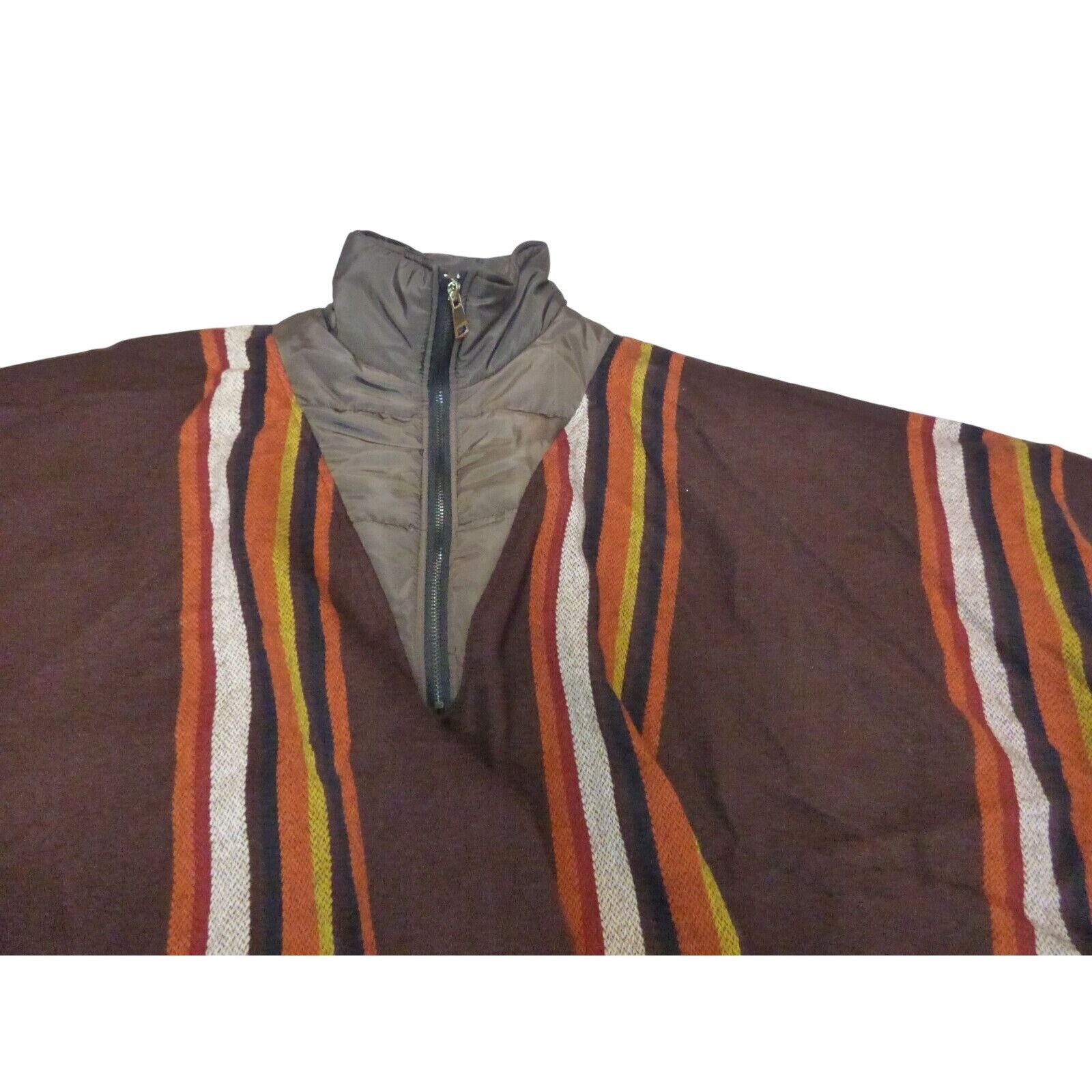 Steve Madden Steve Madden Striped Puff-neck, Poncho (Puffcho), Maroon Size ONE SIZE - 11 Thumbnail