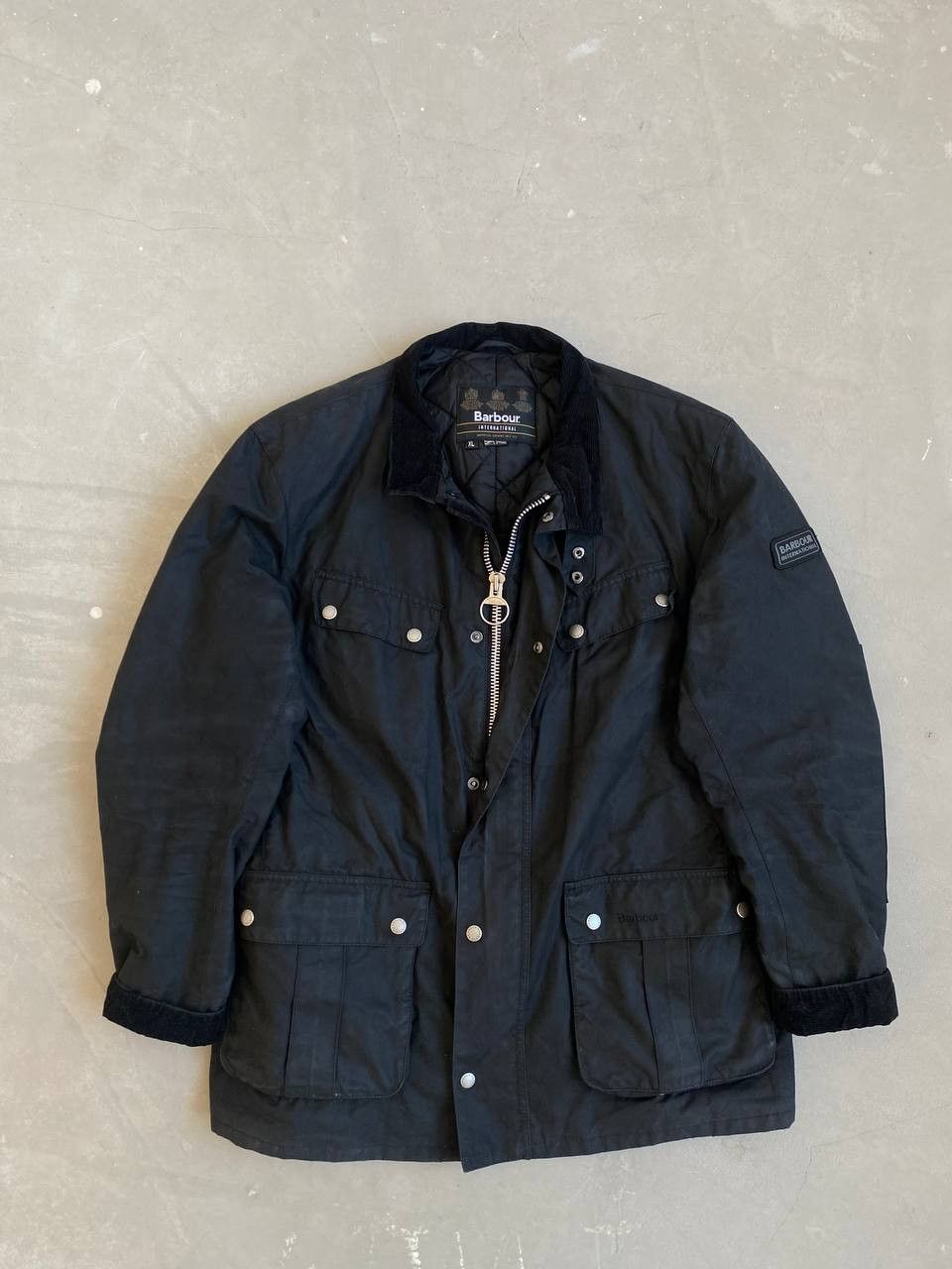 Image of Barbour International Duke Wax Jacket Motorcycle Waxed in Black, Men's (Size XL)