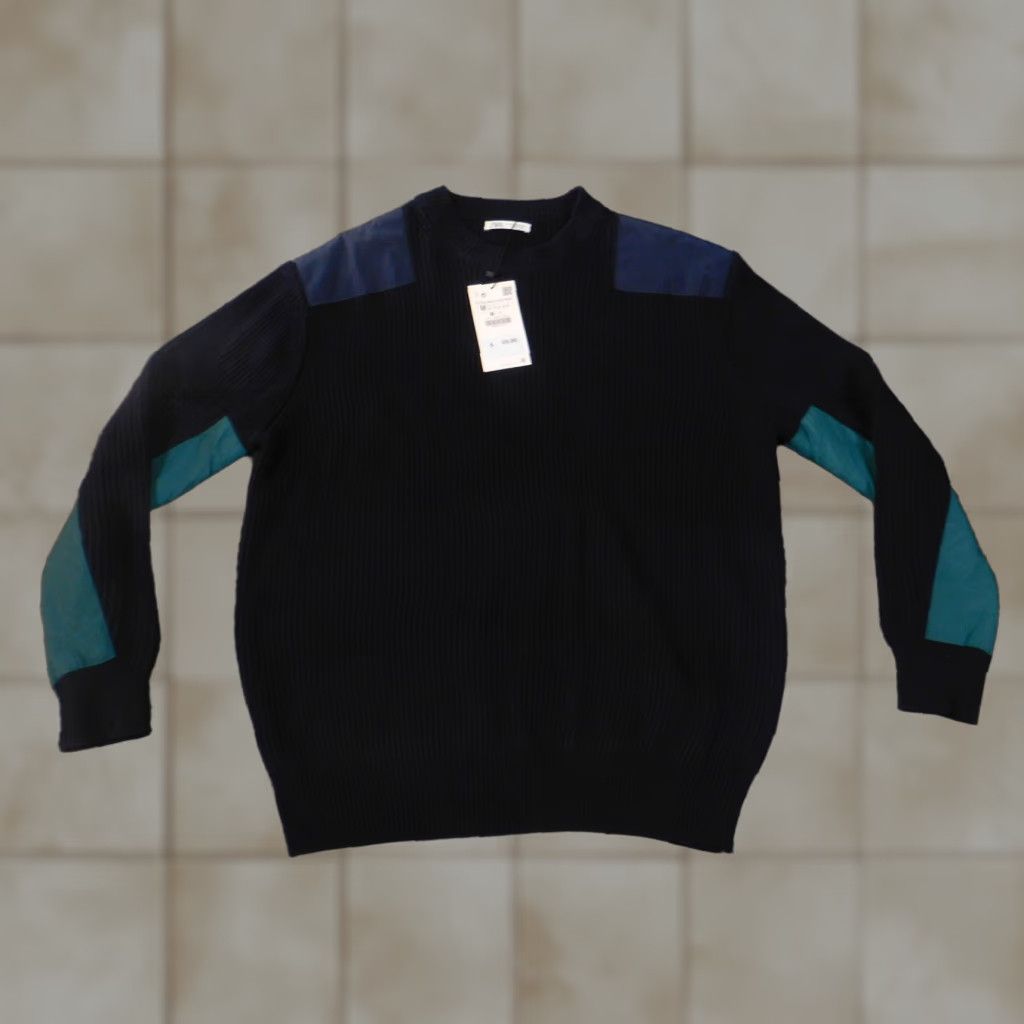 Zara Zara Sweater Men M Blue Crew Neck Pullover Wool Polyester City Knit Knitwear Cable-Knit Casual Modern Regular Size US M / EU 48-50 / 2 - 1 Thumbnail