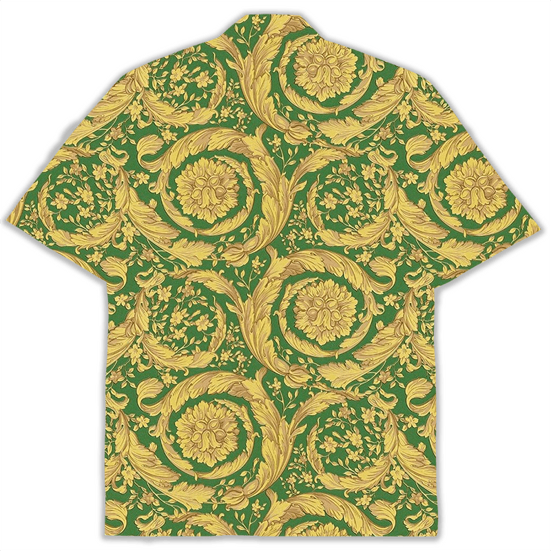 The Unbranded Brand Oriental Barocco Green & Gold Short-Sleeved Shirt Size US M / EU 48-50 / 2 - 5 Thumbnail