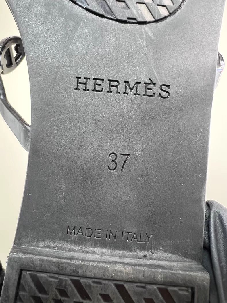 Hermes HERMES Black Chaine d'Ancre Chain Slide Sandals Size US 7 / IT 37 - 7 Thumbnail