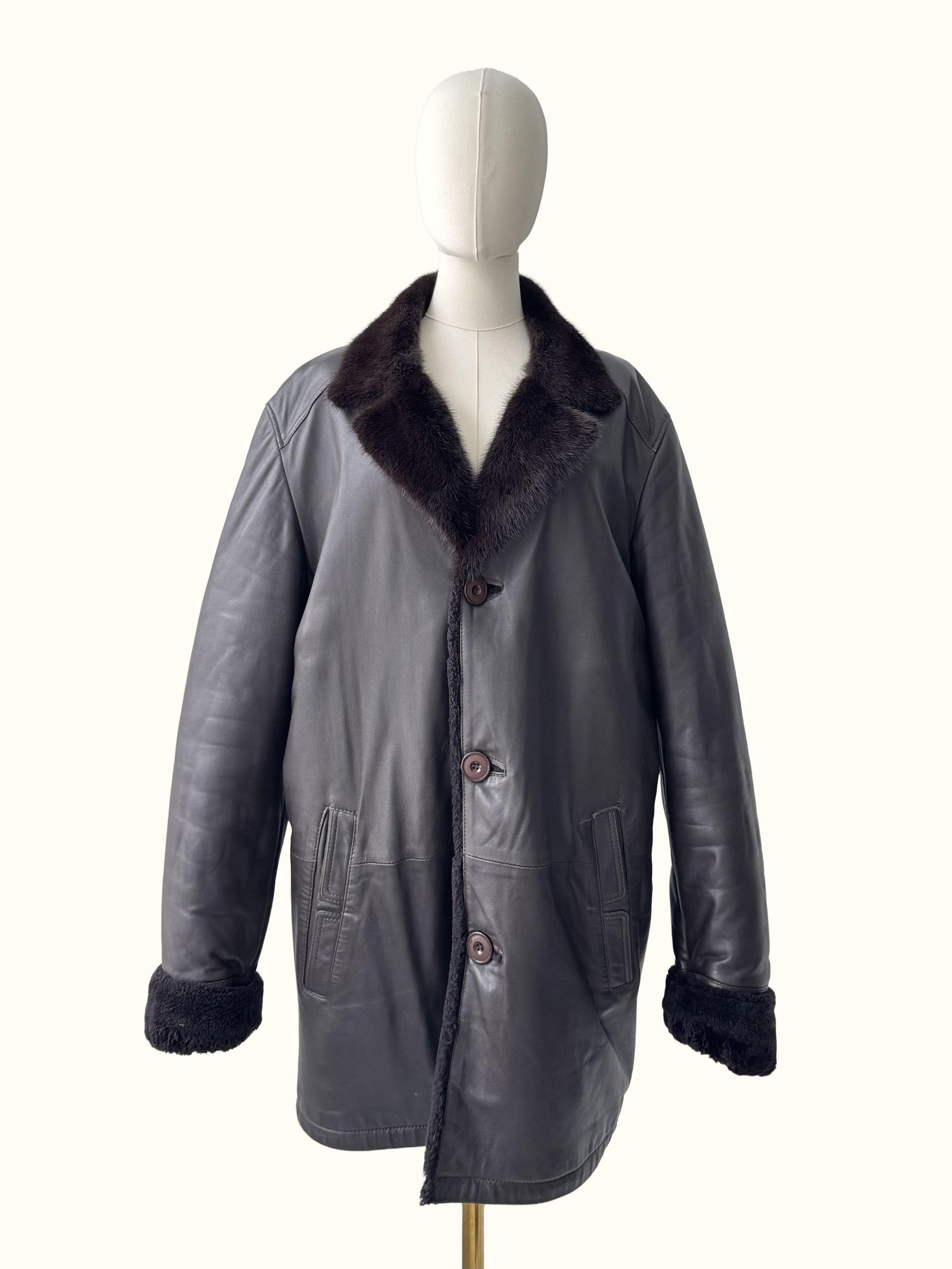 Vintage Vintage Real Sheepskin Coat (B250)D15E2 Size US XXL / EU 58 / 5 - 1 Thumbnail