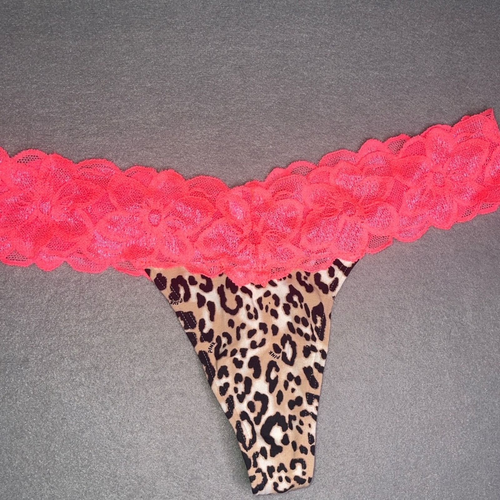 Victoria's Secret Victoria’s Secret’s Leopard Hot Neon Lace Thong NEW M Size ONE SIZE - 12 Thumbnail