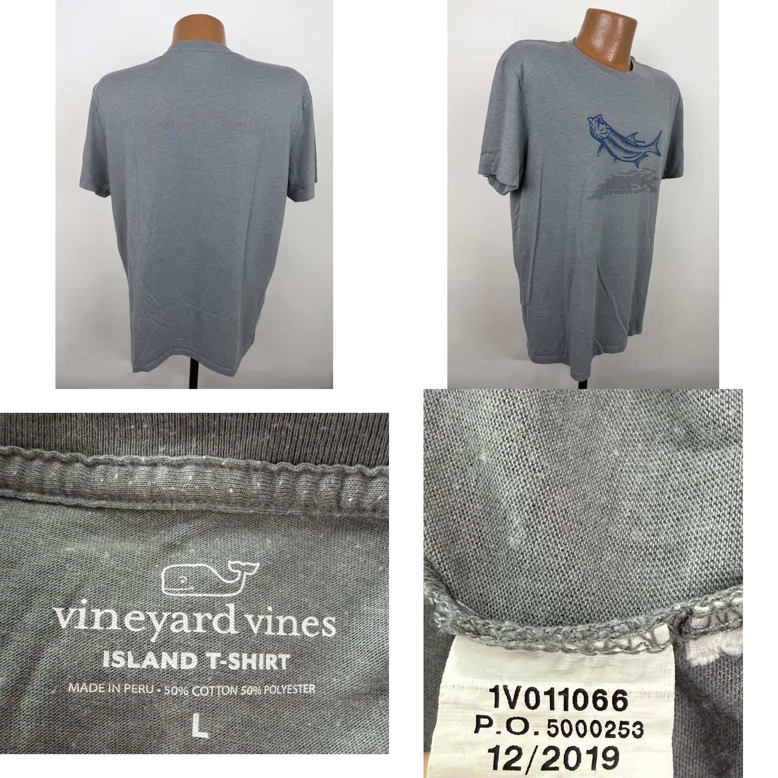 Vineyard Vines Vineyard Vines Shirt Mens Large Heather Gray Island T-shirt Fishing Fish Preppy Size US L / EU 52-54 / 3 - 8 Thumbnail