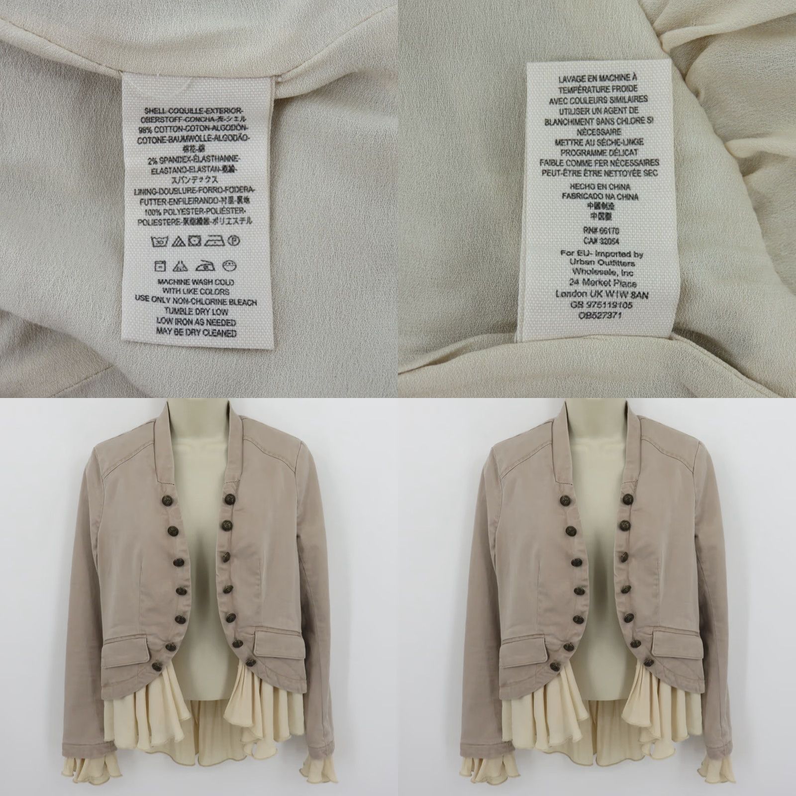Free People Free People Jacket Women XS Natural Beige Romantic Ruffles Pockets OB 527371 Size XS / US 0-2 / IT 36-38 - 9 Thumbnail