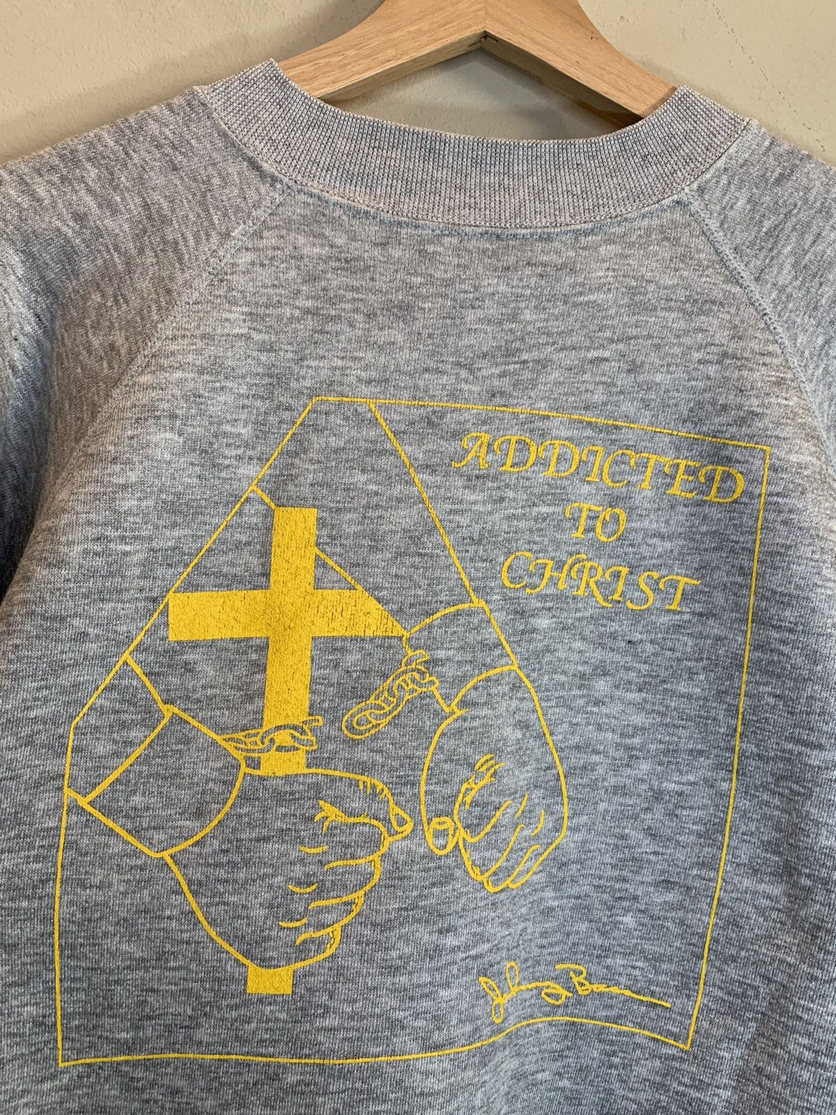 Vintage *RARE* Vintage 70’s Addicted To Christ Jesus Sweatshirt Size US M / EU 48-50 / 2 - 2 Thumbnail