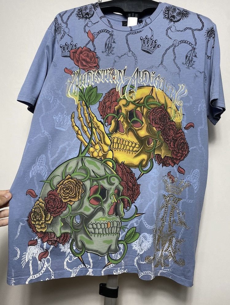 Christian Audigier Vintage Christian Audigier Y2k all over print t-shirt tee Size US XL / EU 56 / 4 - 3 Thumbnail