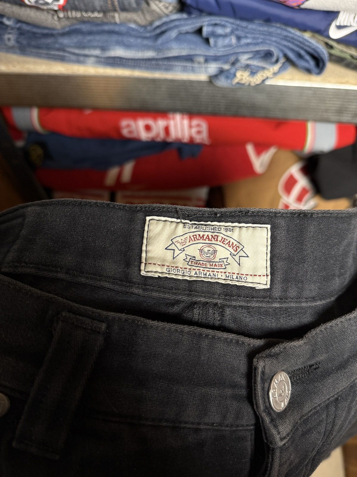Armani Vintage Armani Jeans Metal Logo Black Denim Pants Size 32 Size US 32 / EU 48 - 8 Thumbnail