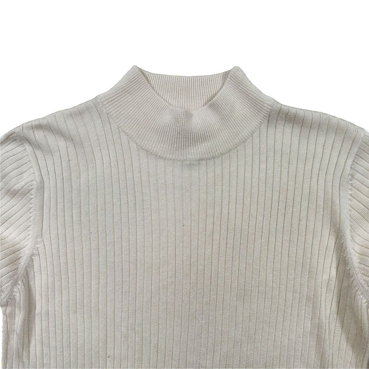 Vintage Vintage 90s Beige Ribbed Mock Neck Sweater Size US S / EU 44-46 / 1 - 2 Thumbnail