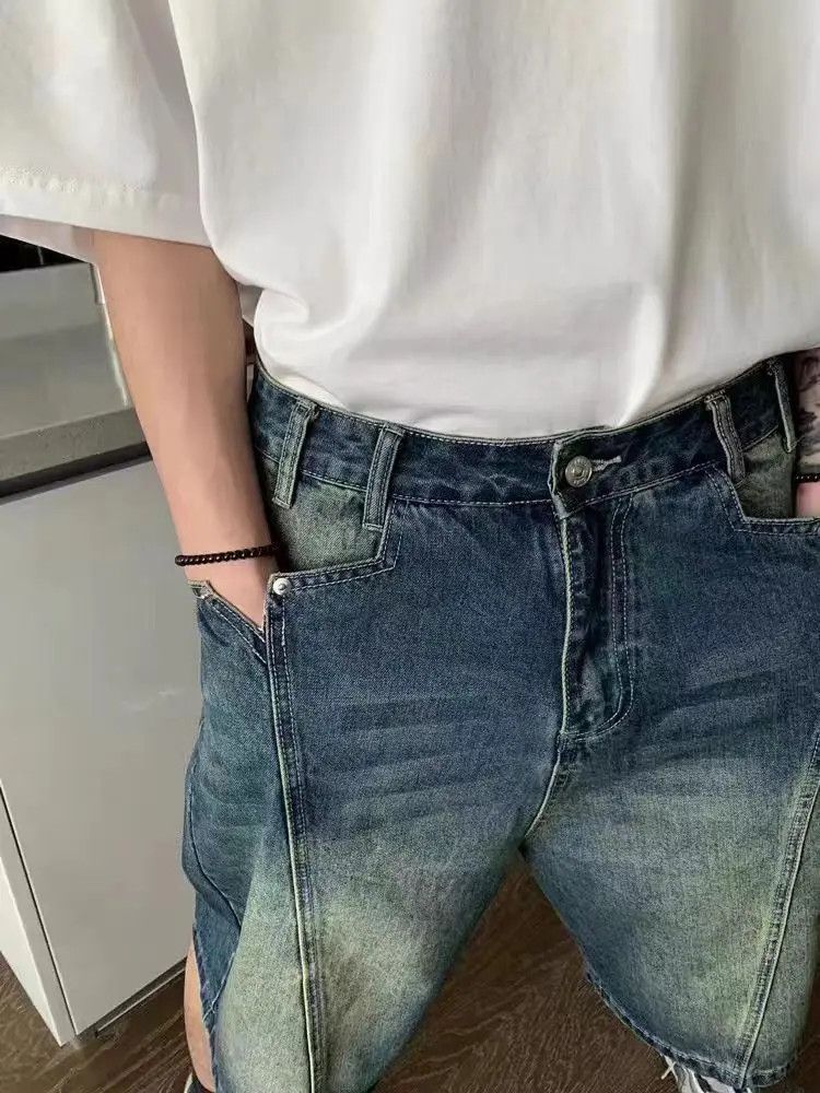 Designer × Japanese Brand Washed and Aged Loose Fit Denim Shorts Size US 32 / EU 48 - 4 Thumbnail