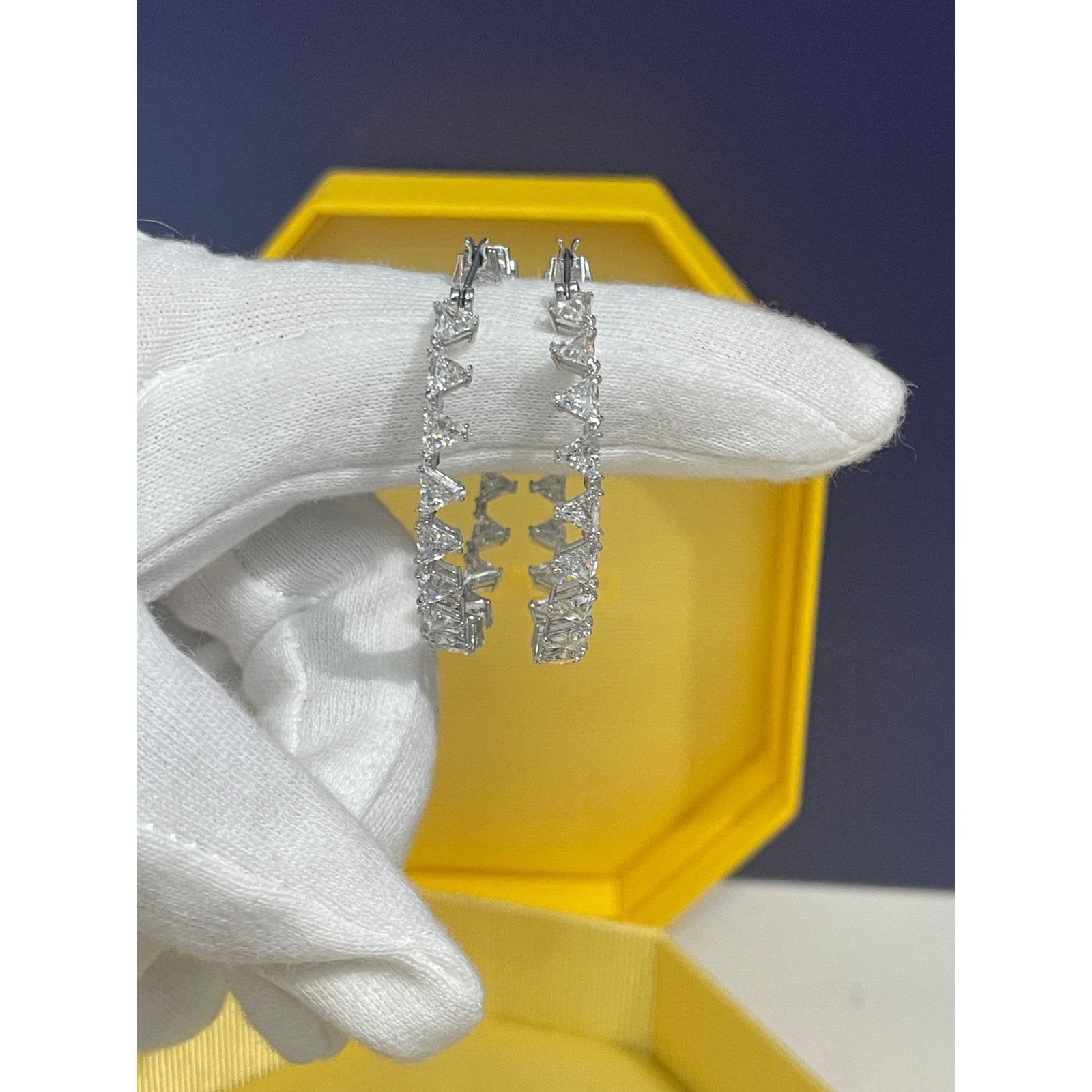 Swarovski Swarovski Millenia Hoop Earrings, Triangle Zirconia White Size ONE SIZE - 6 Thumbnail