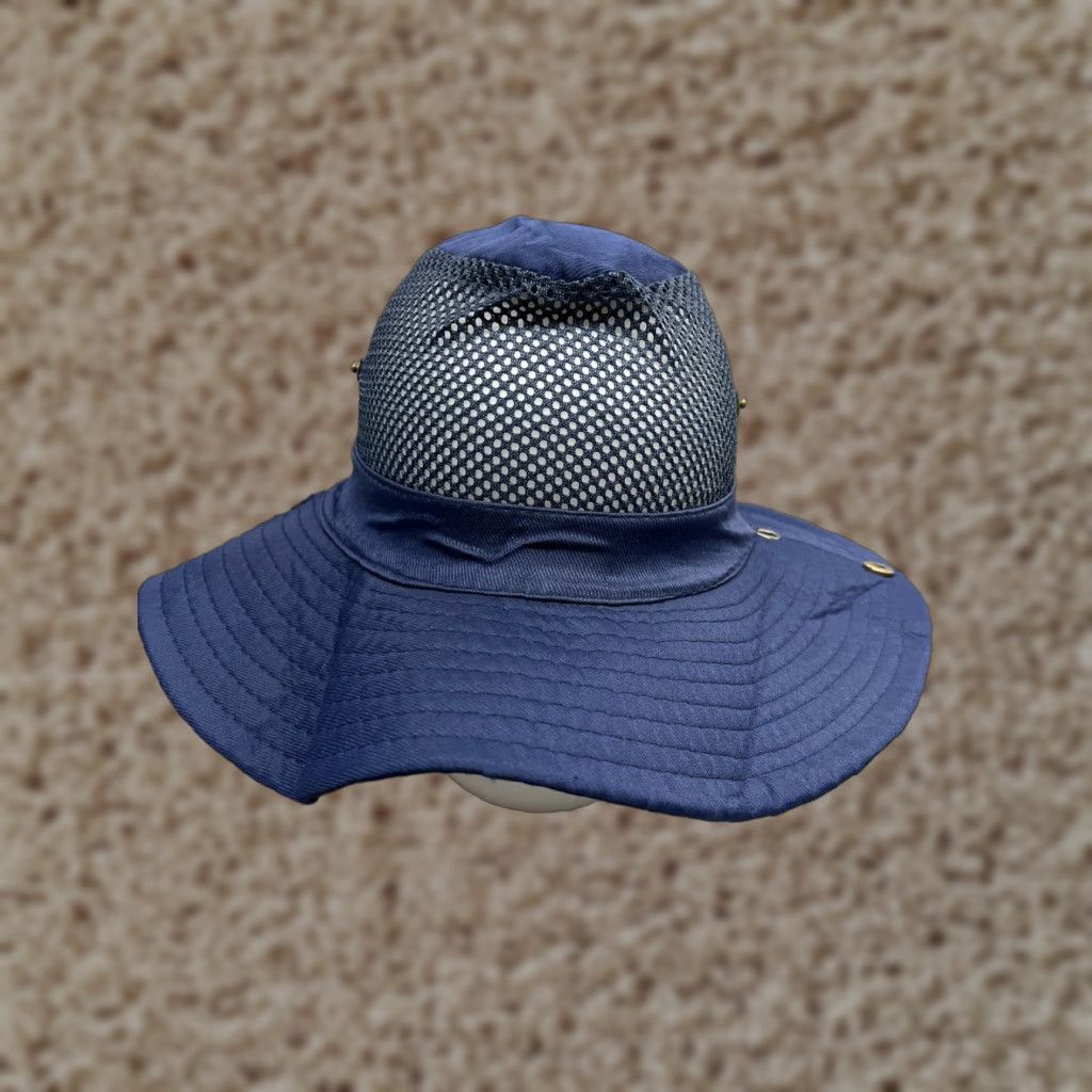 Vintage Sun Hat Adult One Size Blue Cotton Polyester Beach Camp Outdoors Size ONE SIZE - 1 Thumbnail