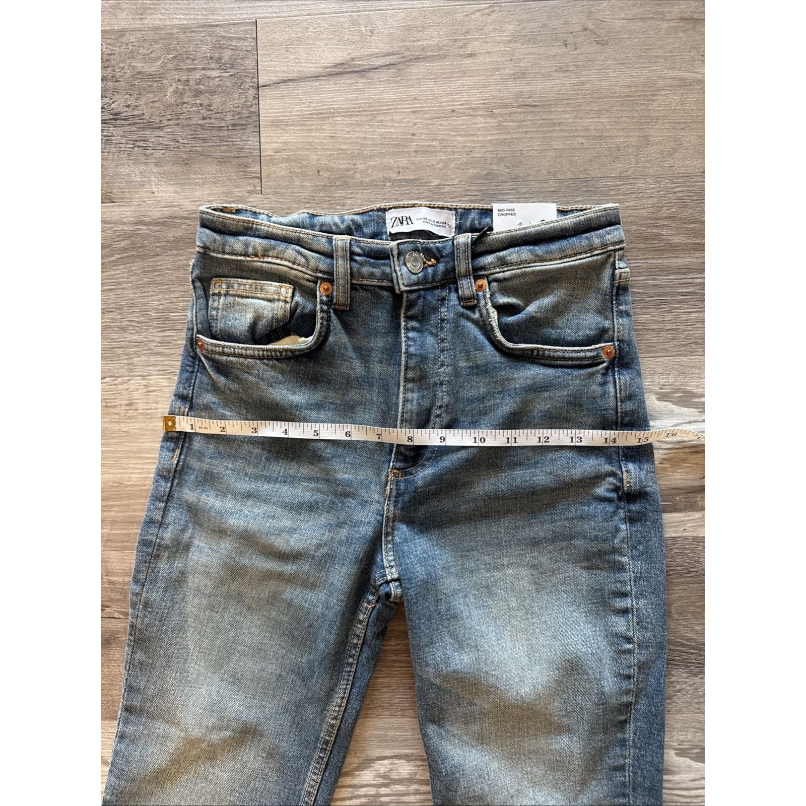 Zara ZARA WOMAN'S MID-RISE CROPPED FLARED TRF JEANS Size 2 Or 34 Size 26" / US 2 / IT 38 - 3 Thumbnail