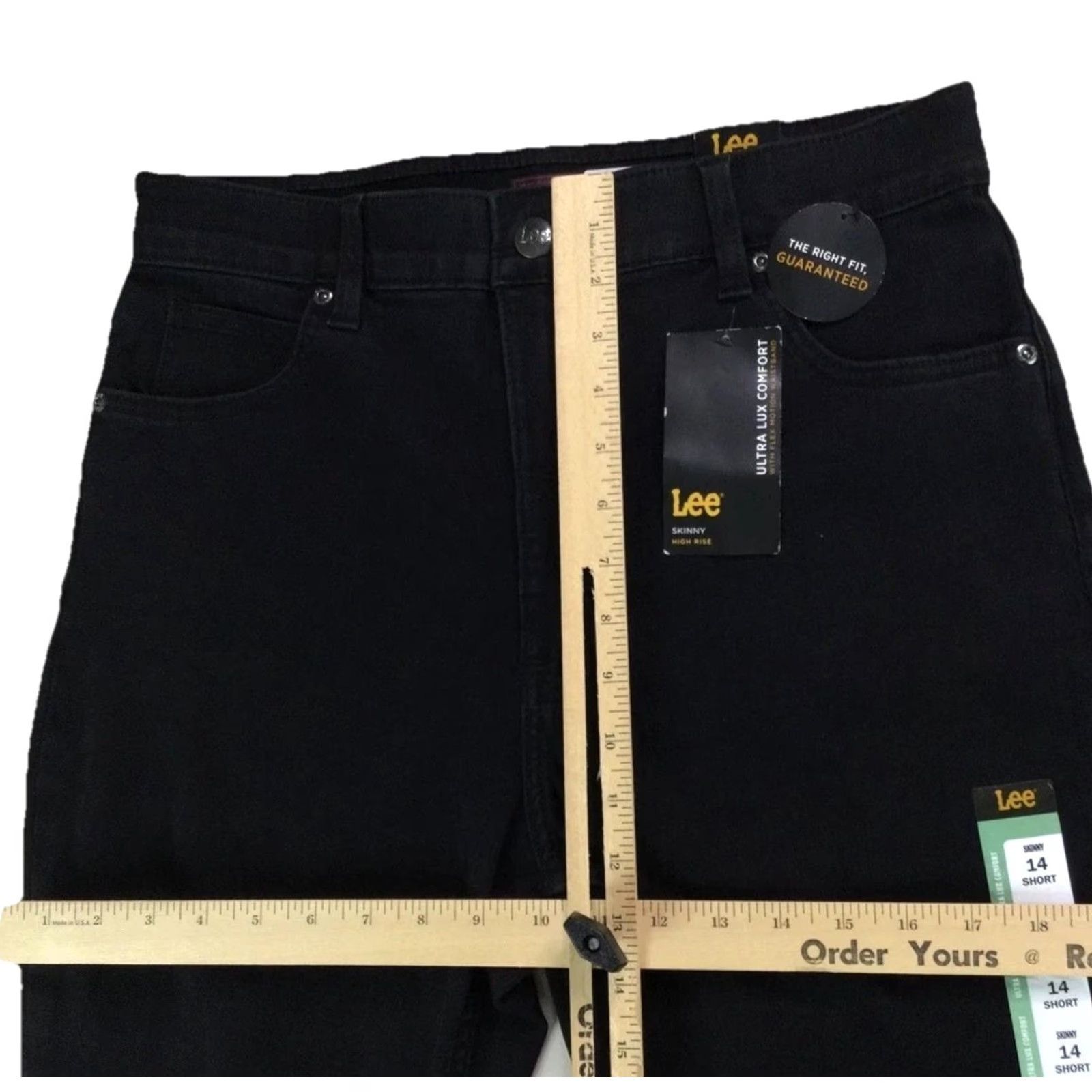 Lee Lee Jeans Skinny Black Stretch Denim Womens 14 Short NWT-12588 High Rise Slim Budd? Size 36" / US 14 / IT 50 - 3 Thumbnail