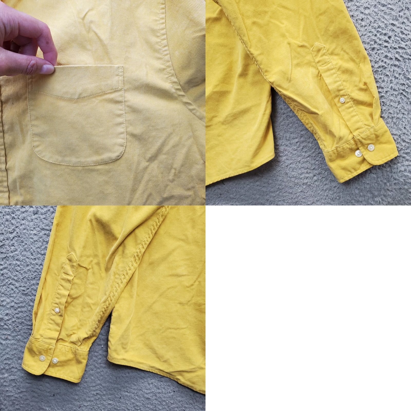 Lands' End Lands' End Dress Shirt XL Yellow Corduroy Traditional Fit Long Sleeve Collar Men Size 46R - 8 Thumbnail