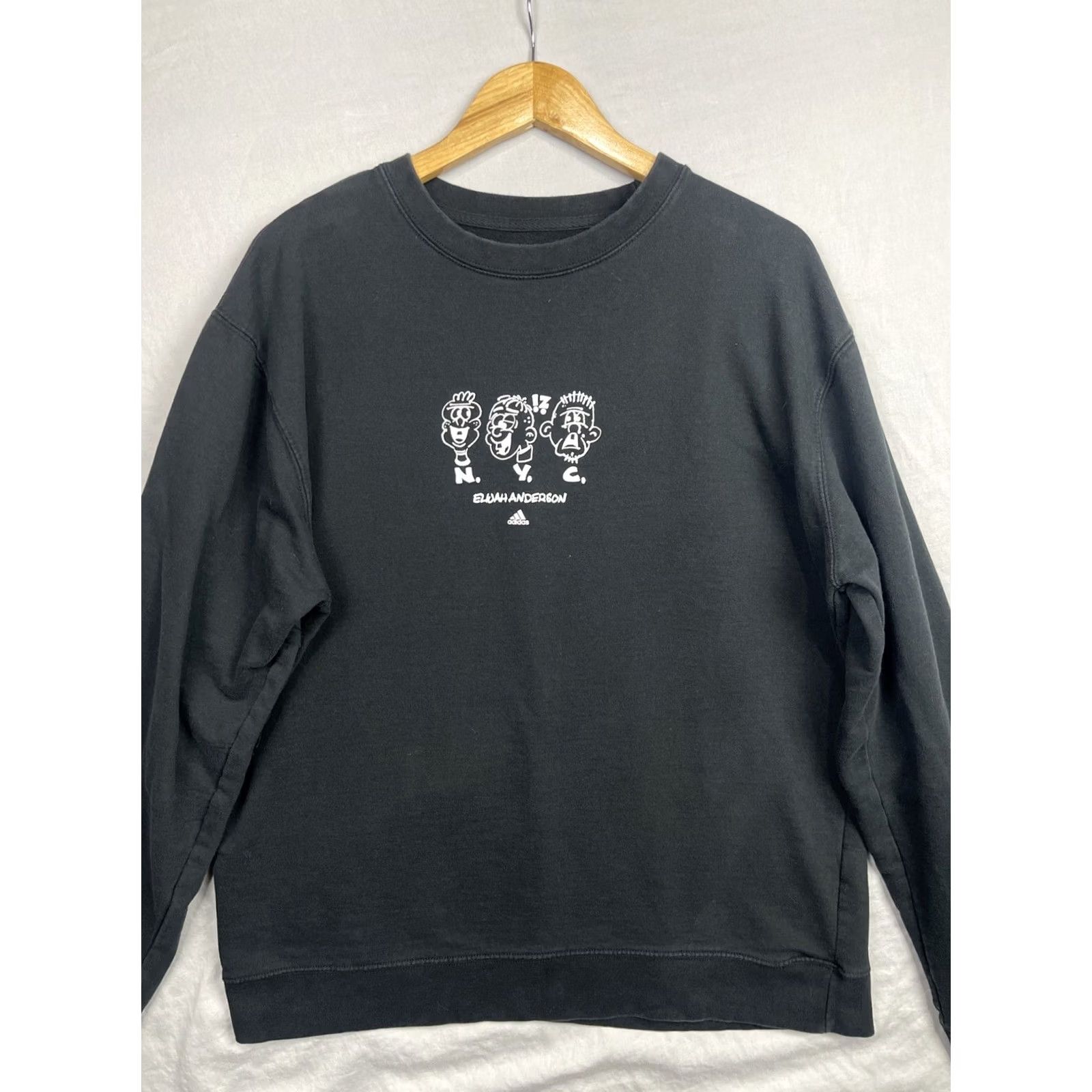 Adidas Adidas Sweatshirt Mens XL Black Pullover Crew NYC Art Graphic Print Pullover Sweatshirt Size US XL / EU 56 / 4 - 2 Thumbnail
