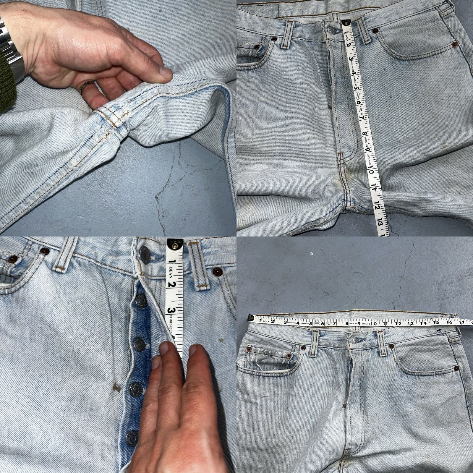 Levi's VINTAGE Levi's 501 Jeans Men 34x36 Blue Light Wash 90s Straight Denim Cotton Regular 501 Series 34x36 XS? Wait. Size US 34 / EU 50 - 8 Thumbnail