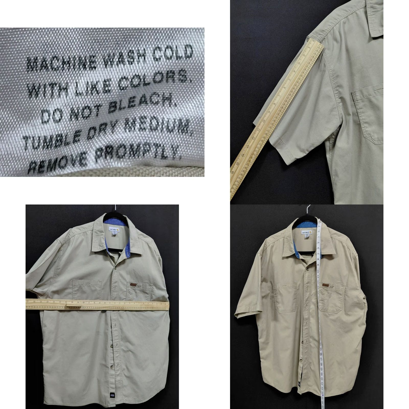 Carhartt Carhartt Men's Short Sleeve Button-Up Shirt Beige Solid Collared Size 2XL Size US XXL / EU 58 / 5 - 8 Thumbnail