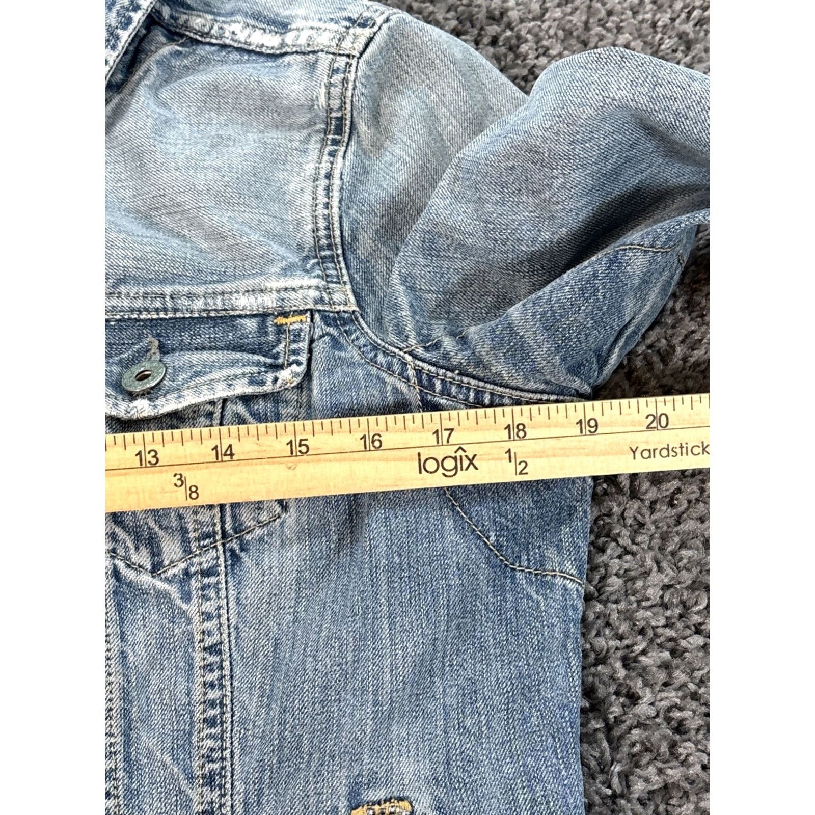 Ralph Lauren VINTAGE Polo Jeans Co. Ralph Lauren Jacket Womens M Blue Denim Short Sleeve Button Collared Unlined Size 32" / US 10 / IT 46 - 3 Thumbnail