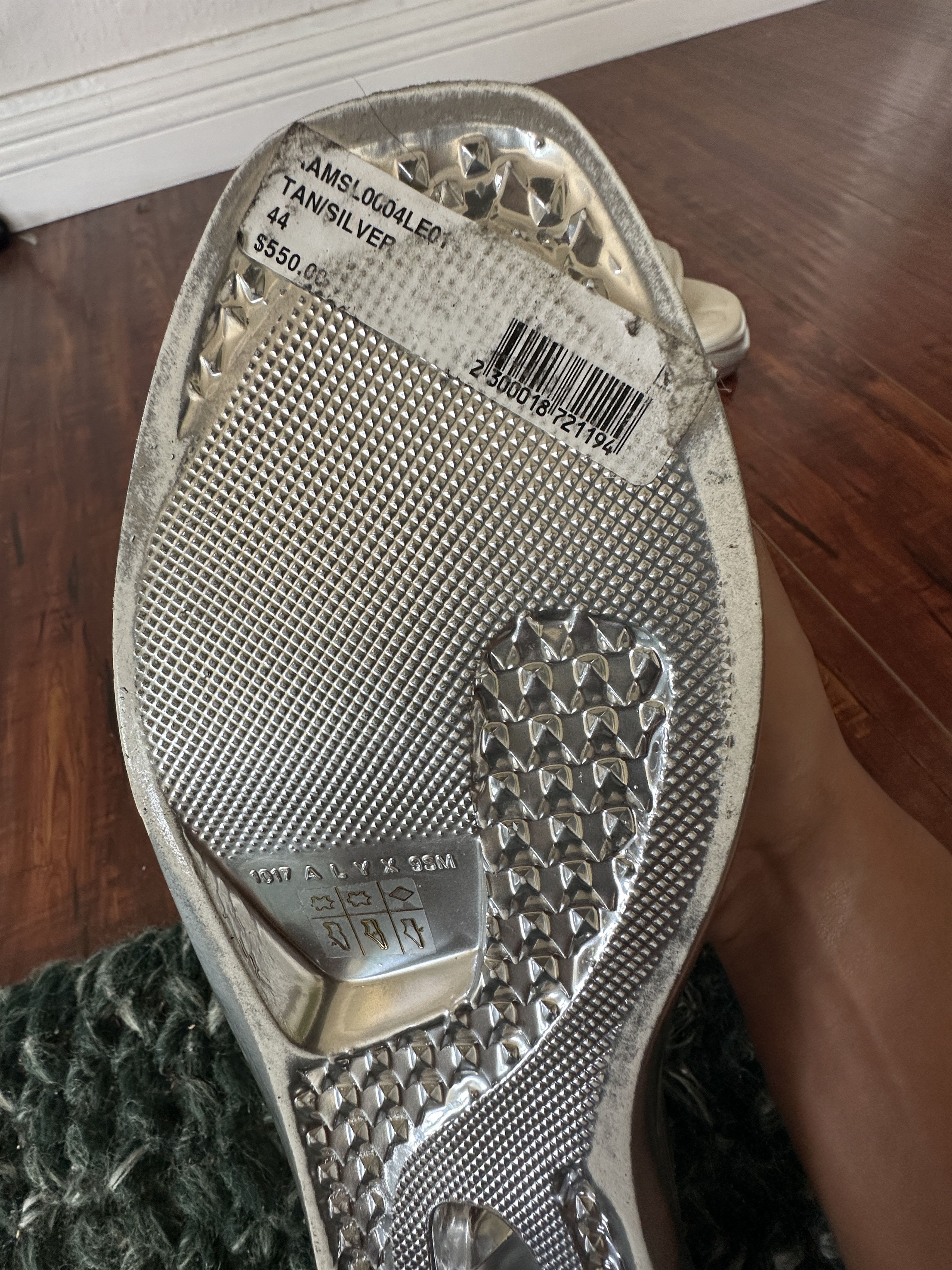 1017 ALYX 9SM 1017 ALYX 9SM Logo Slip-On Slides Silver Cream Men’s EU 44/U Size US 11 / EU 44 - 7 Thumbnail