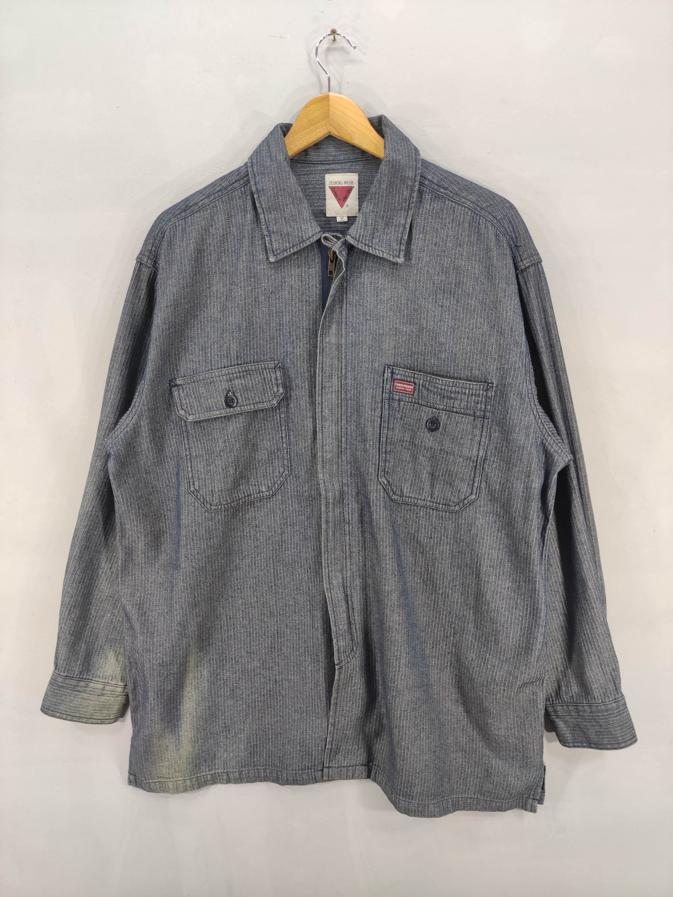 Japanese Brand Vintage Three Pigeon Faded Jacket Button Up Size US L / EU 52-54 / 3 - 1 Thumbnail