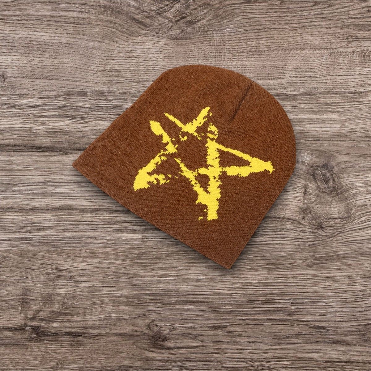 Other Grunge Punk Pentagram Beanie | ALT Opium Brown Star Hat Size ONE SIZE - 1 Preview