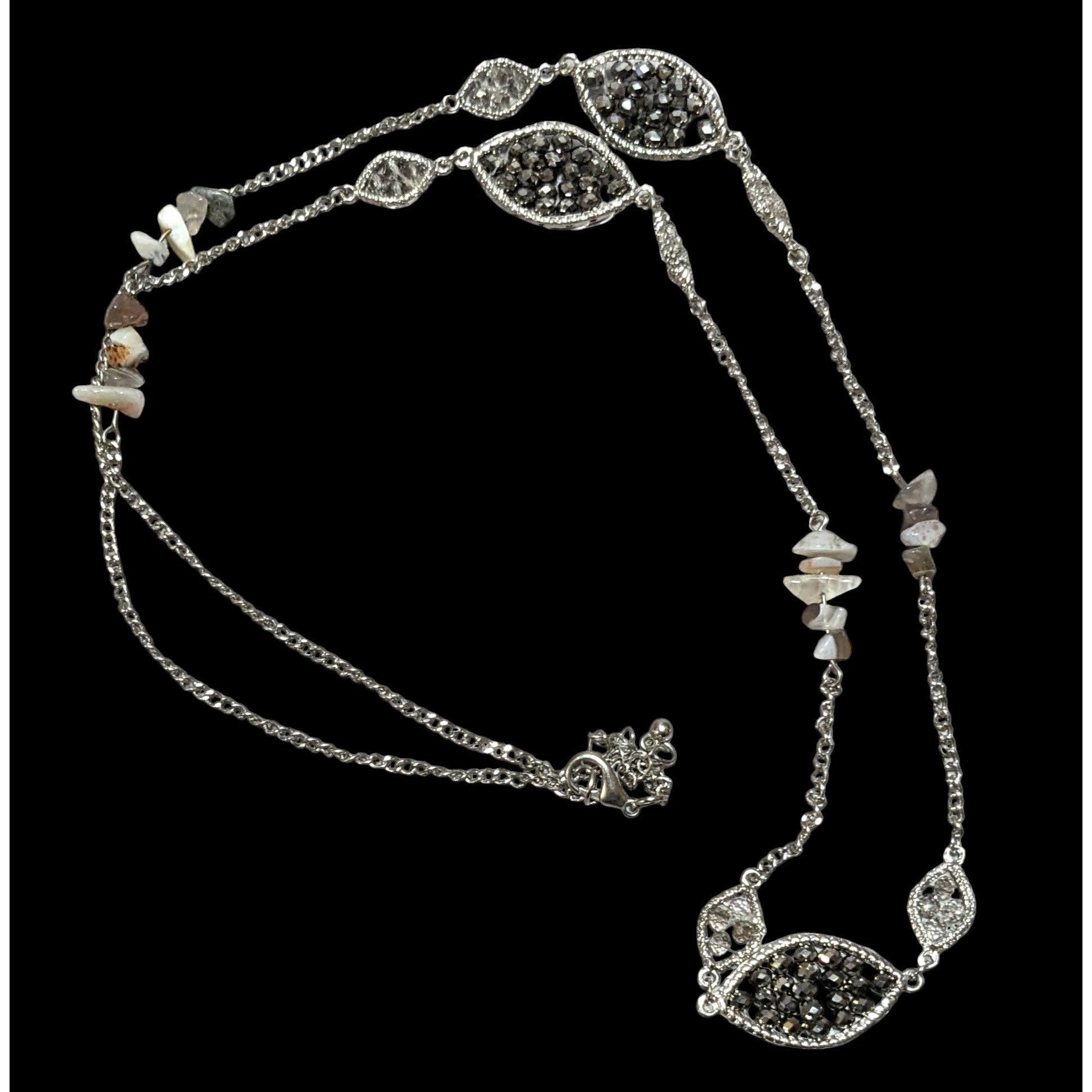 Other Y2K Silver Glass Gemstone Chip Station Necklace Size ONE SIZE - 1 Thumbnail