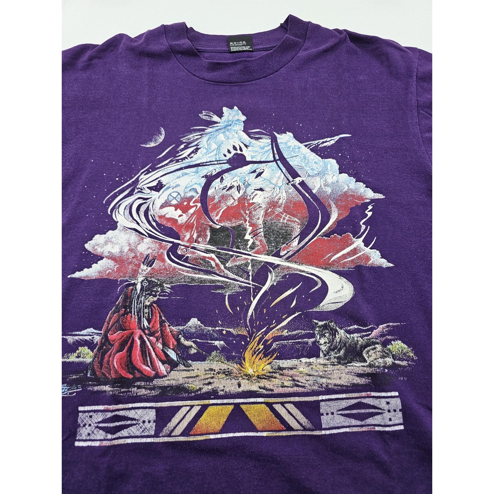 Other Native American Wolf T-shirt, Purple Warrior Spirit Sz L 90s Size US L / EU 52-54 / 3 - 3 Thumbnail