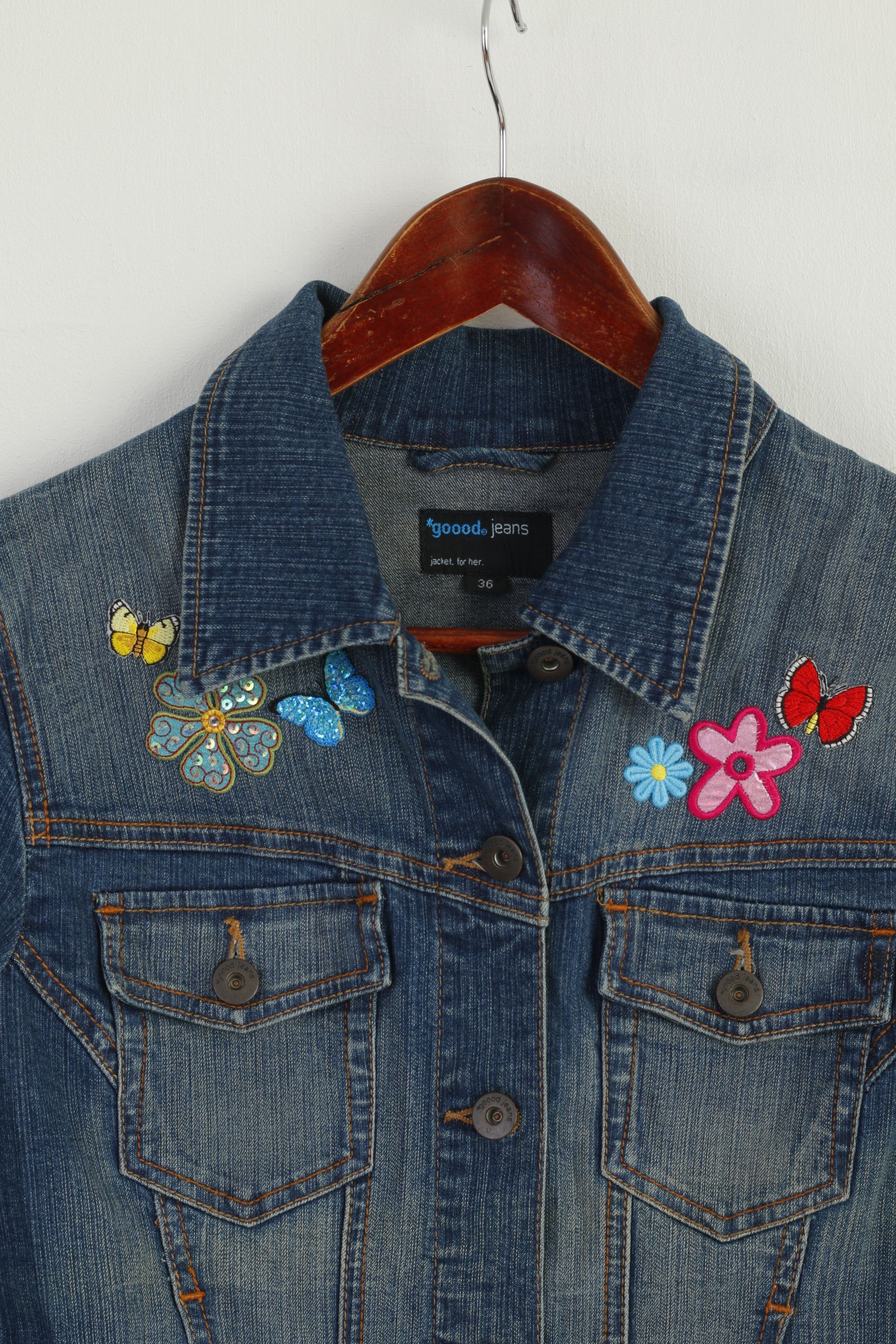 Vintage Goood Jeans Women 36 XS Jacket Blue Denim 7758 Size XS / US 0-2 / IT 36-38 - 2 Thumbnail
