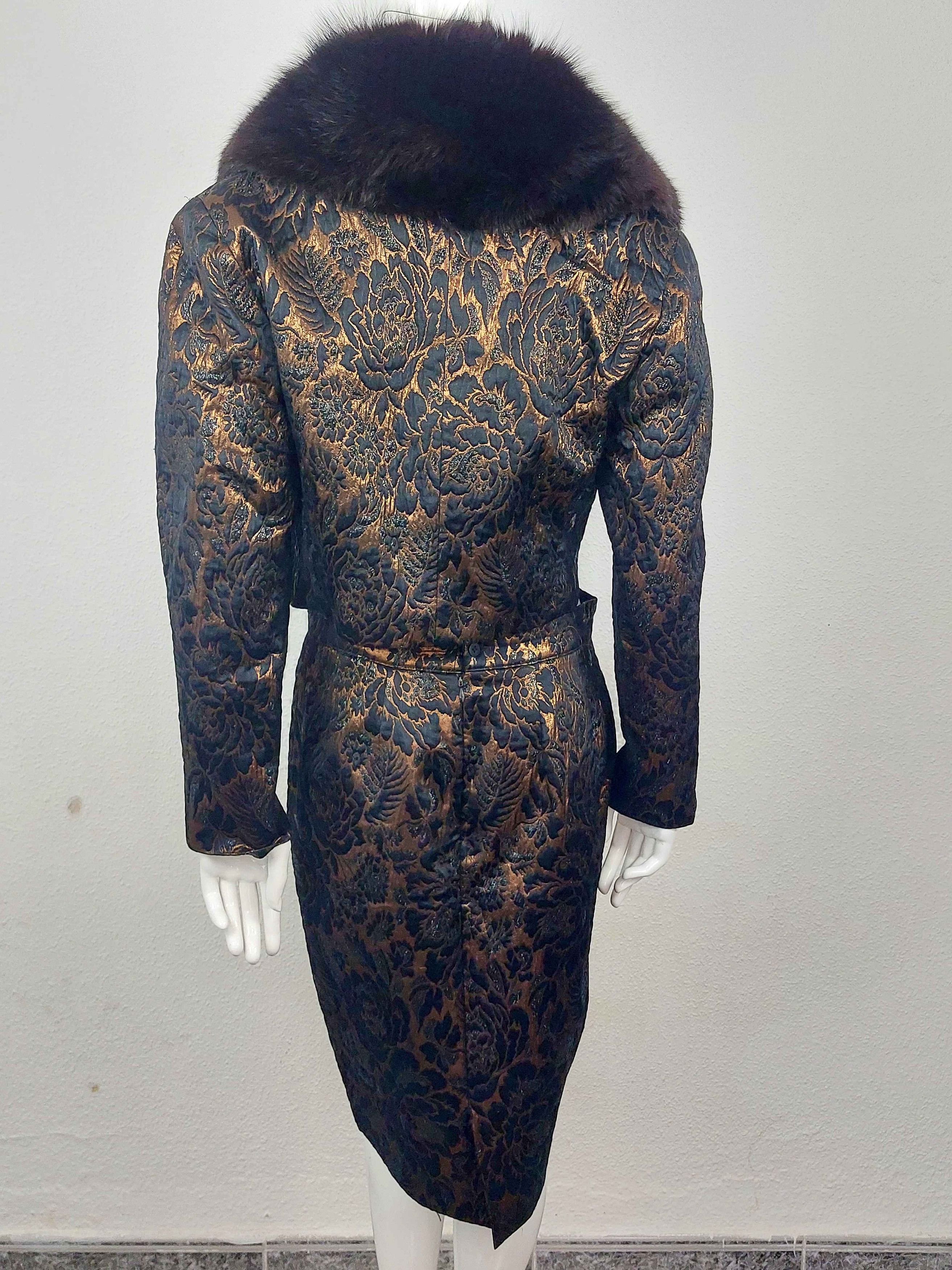 Christian Lacroix Christian Lacroix Luxe Copper Lamé Cocktail Coat Suit Size L / US 10 / IT 46 - 9 Thumbnail