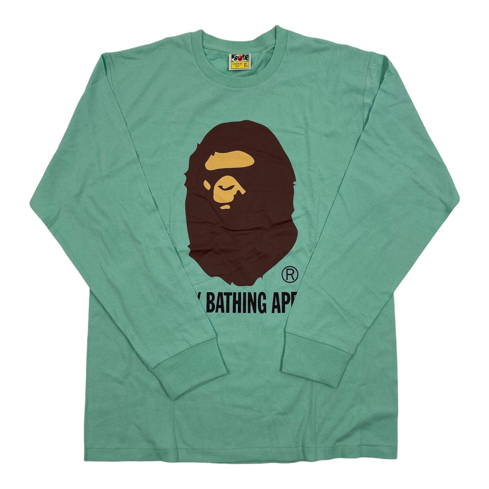 Image of Bape Big Ape Head Long Sleeve Tee Shirt Seafoam Green, Men's (Size XL)