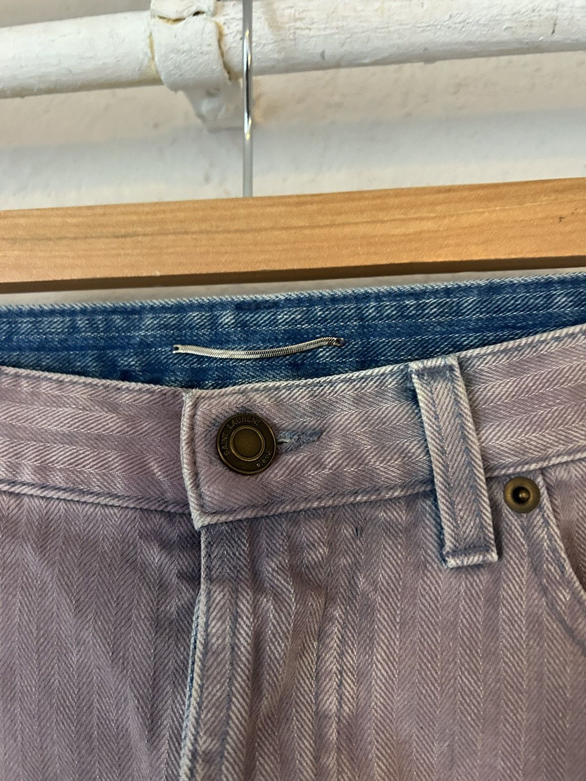 Saint Laurent Paris Raw-Edge Degradé Denim Shorts Size US 32 / EU 48 - 2 Thumbnail