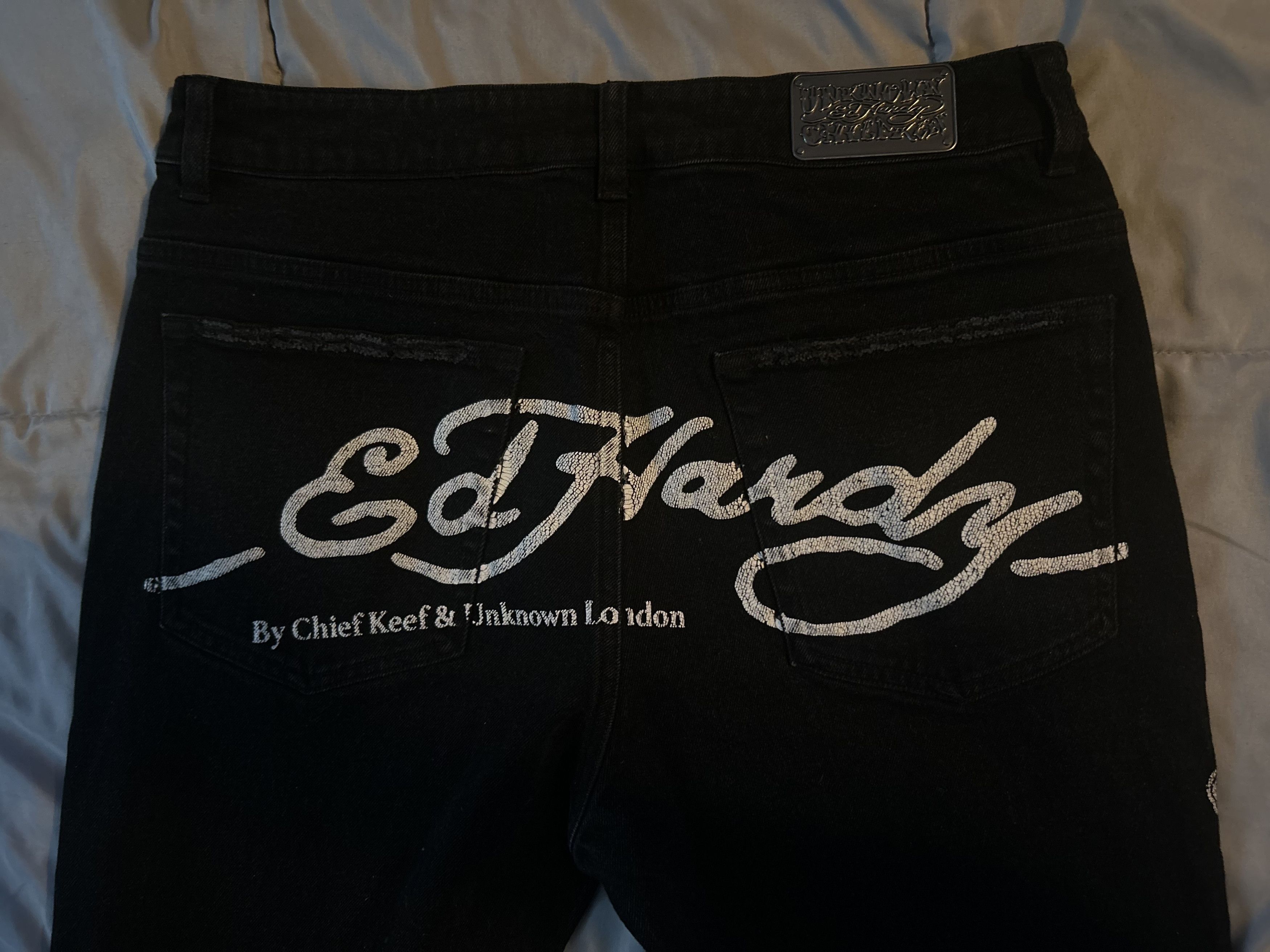 Ed Hardy × Glo Gang × Unknown London Ed Hardy Chief Keef Flared denim Size US 32 / EU 48 - 4 Thumbnail